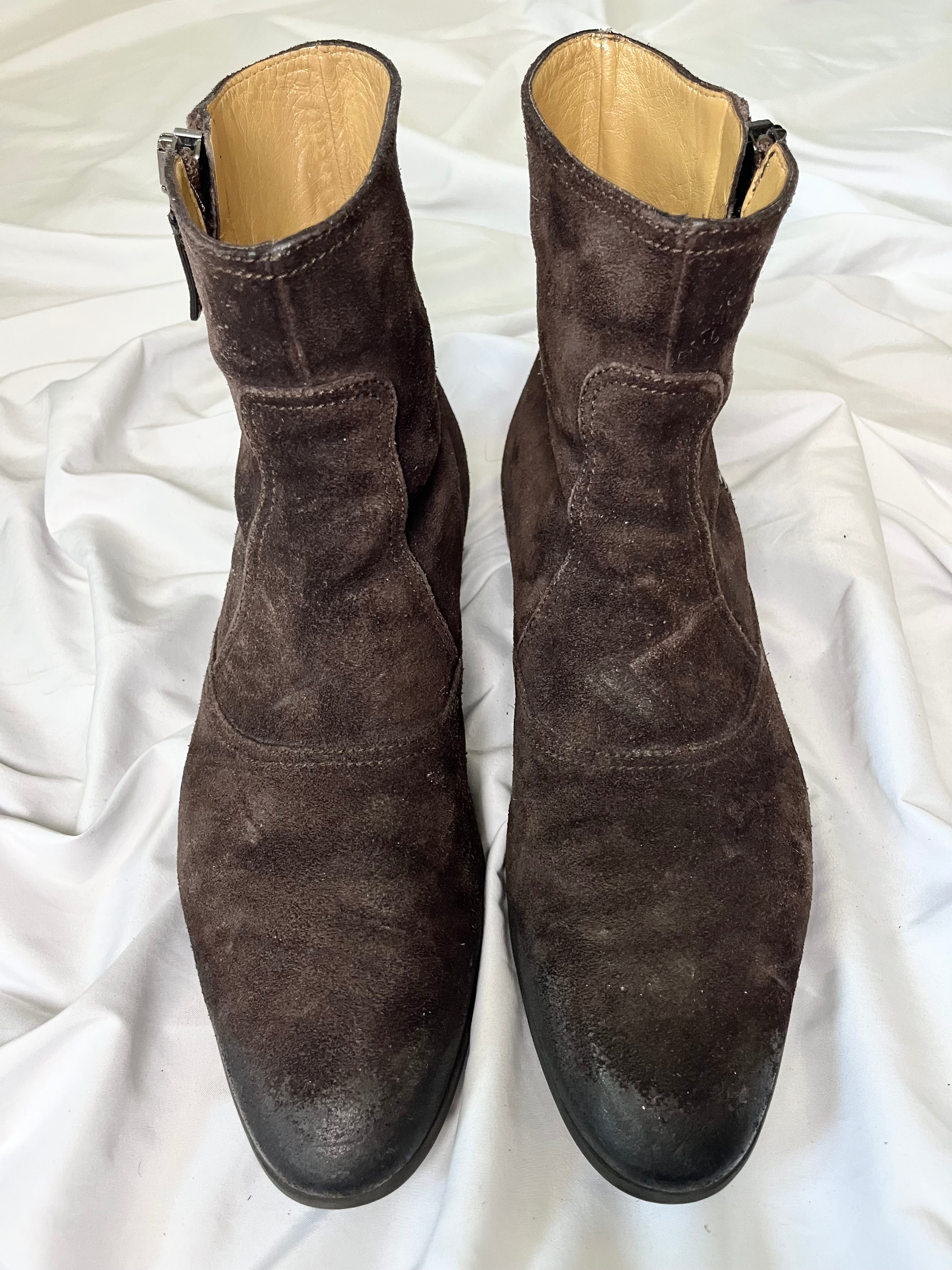 GUCCI BURGUNDY SUEDE LEATHER VINTAGE CHELSEA BOOTS