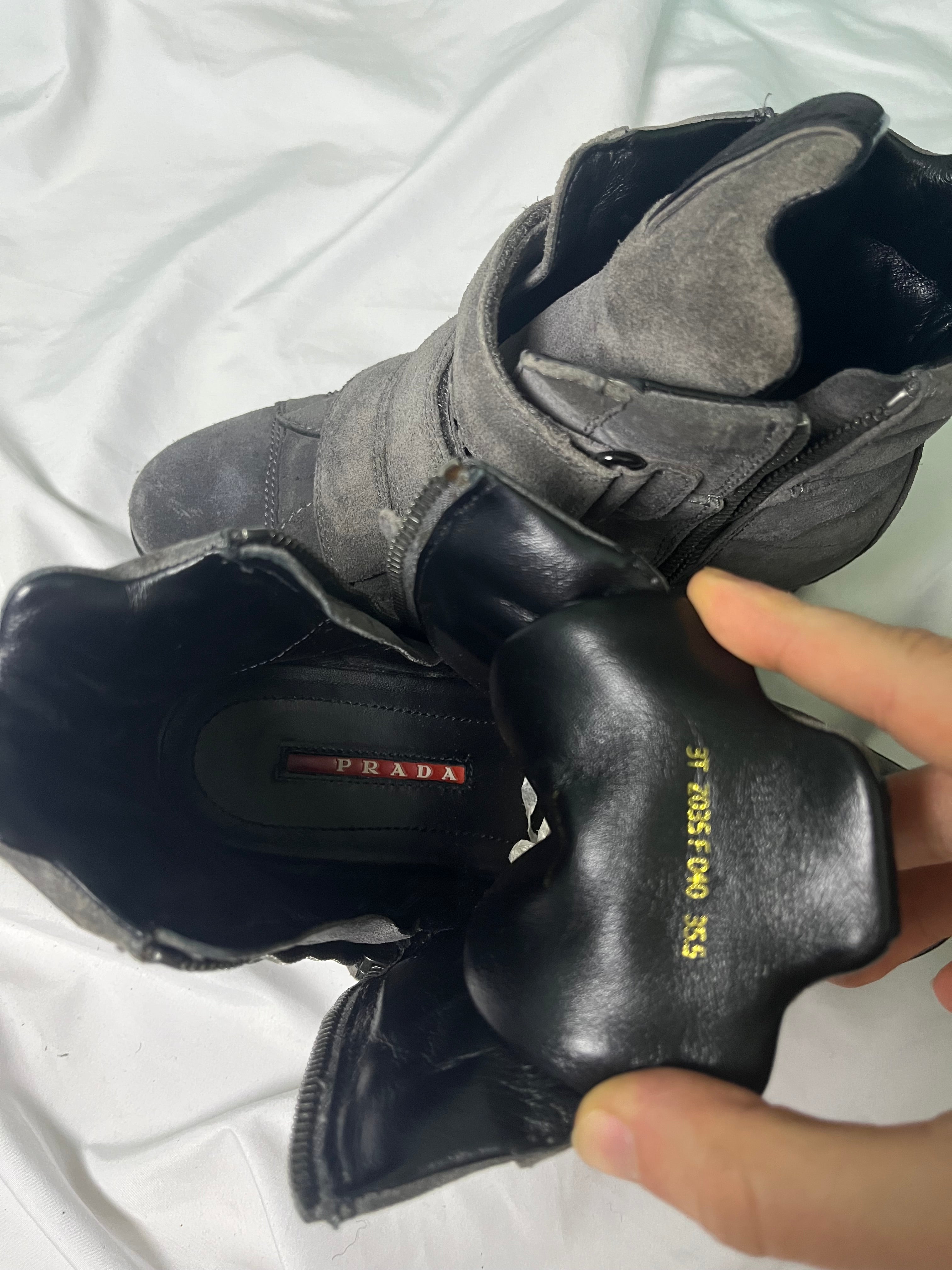 PRADA WEDGE SNEAKERS GREY SUEDE