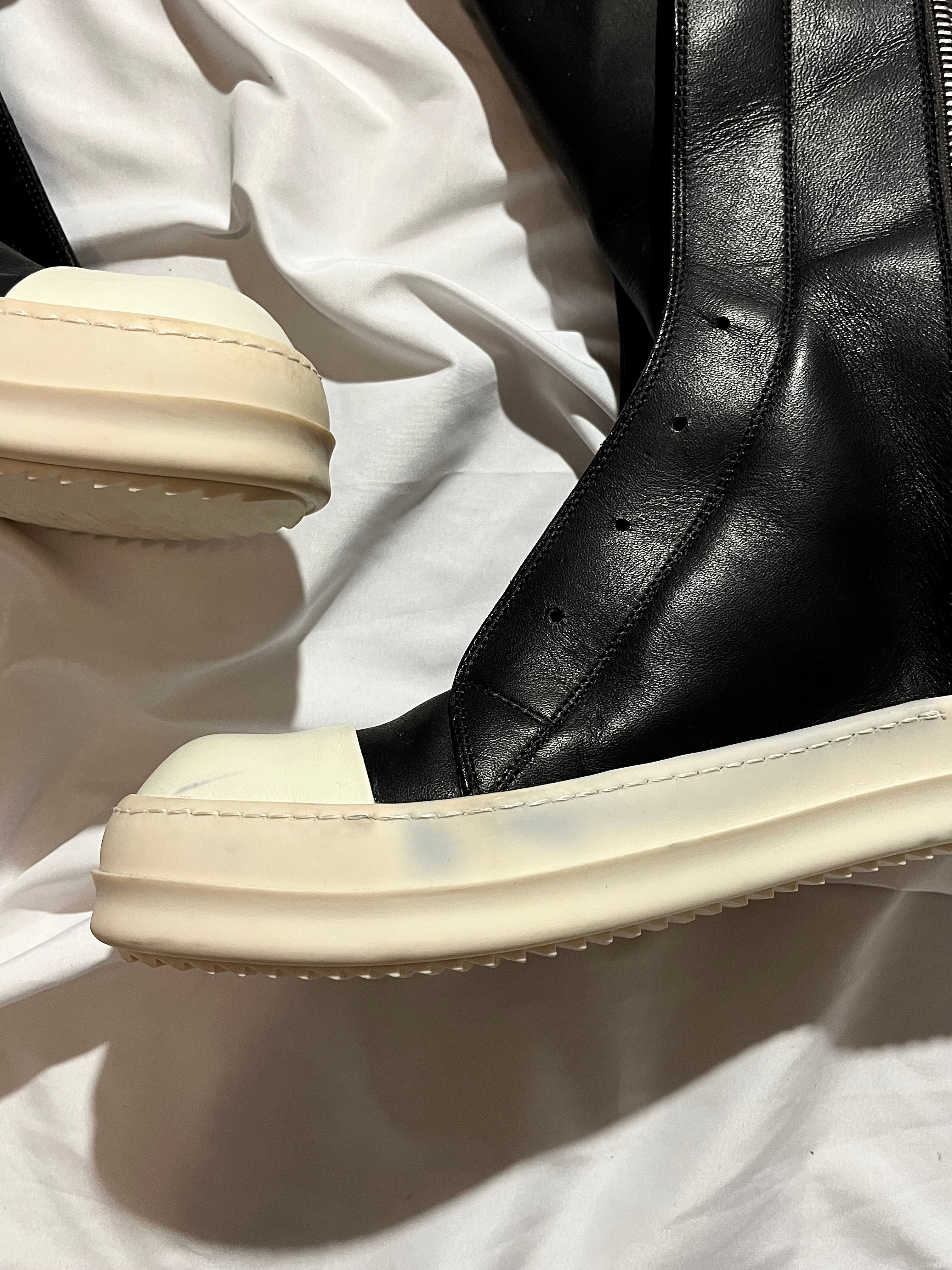 RICK OWENS SS15 'FAUN' BLACK/MILK OG LEATHER LACELESS /MOUNTAIN RAMONES