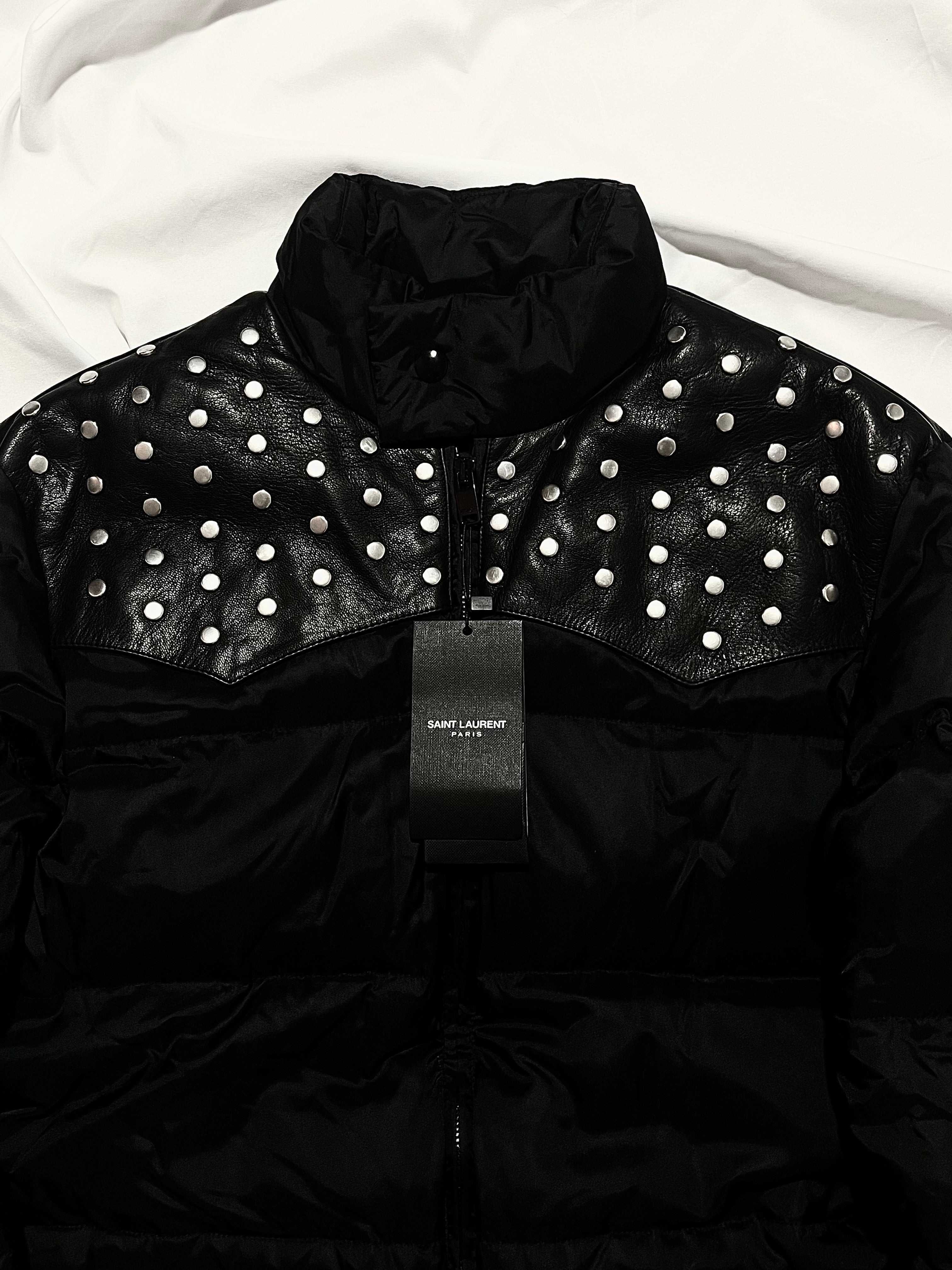 SAINT LAURENT PARIS FW13 STUDDED LEATHER PUFFER BY HEDI SLIMANE IN 46 BRAND NEW WITH TAGS