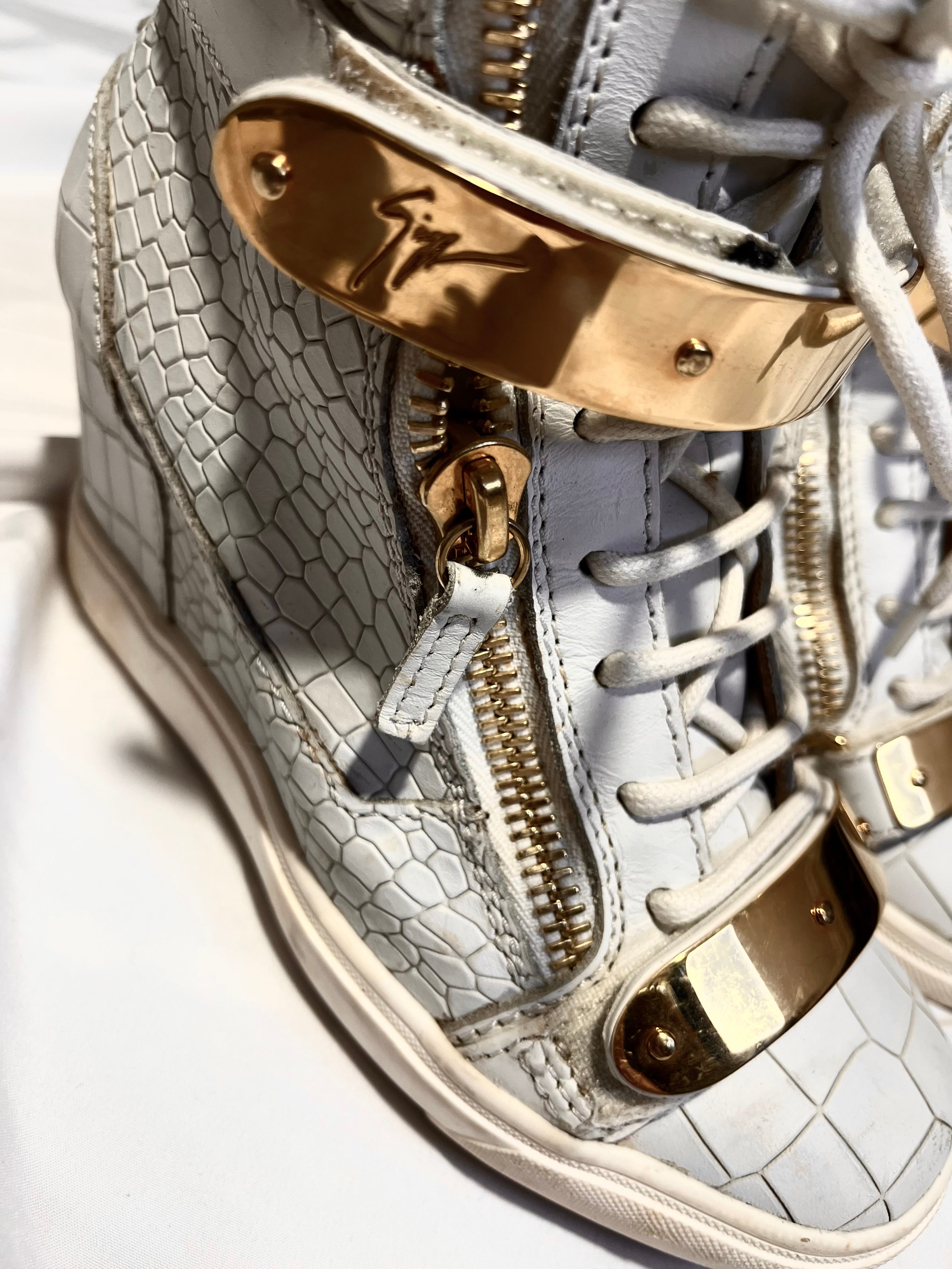 GIUSEPPE ZANOTTI 'COBY' CROCODILE WEDGE SNEAKERS IN 36