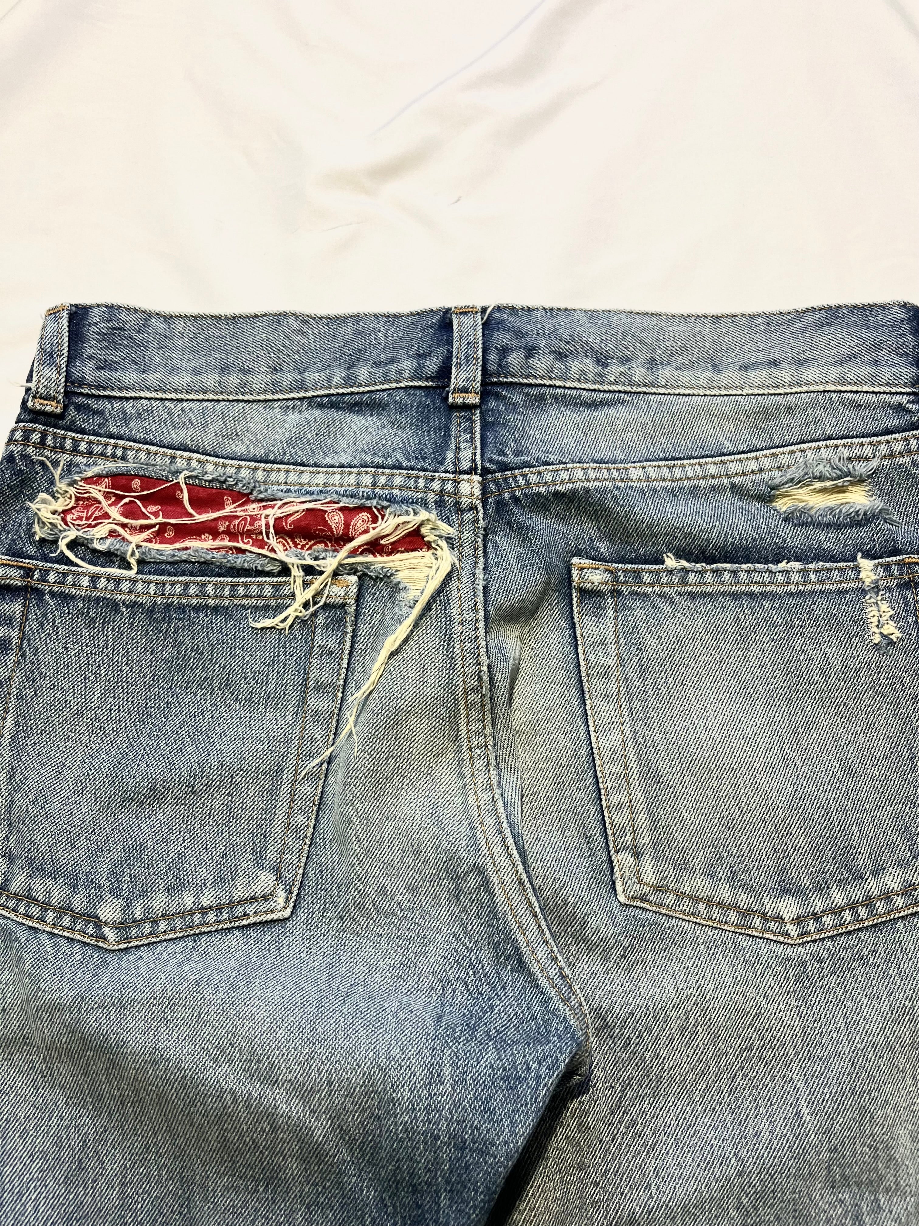 SAINT LAURENT FW19 D18 PAISLEY BANDANA DENIM BY ANTHONY VACCARELLO IN W28