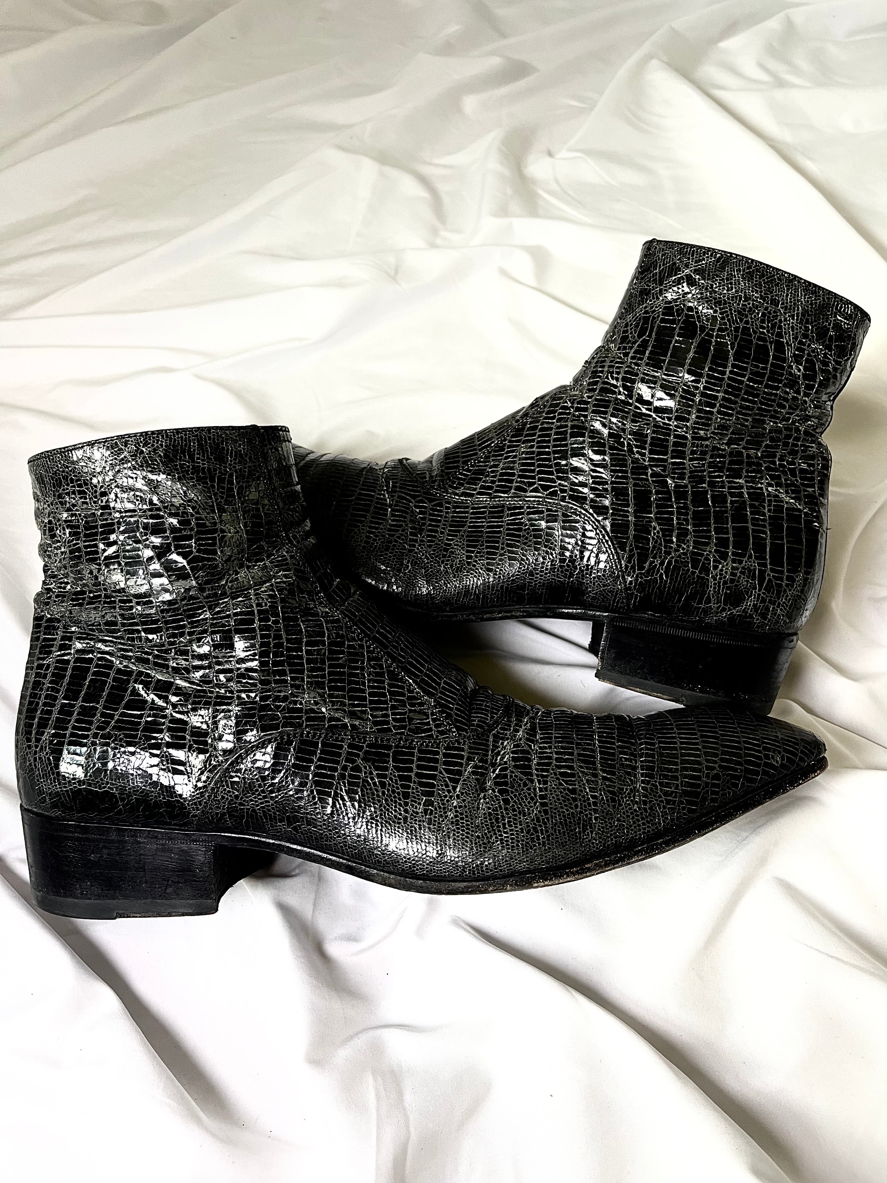 GIANNI BARBATO VINTAGE LIZARD SKIN POINTY CHELSEA BOOTS