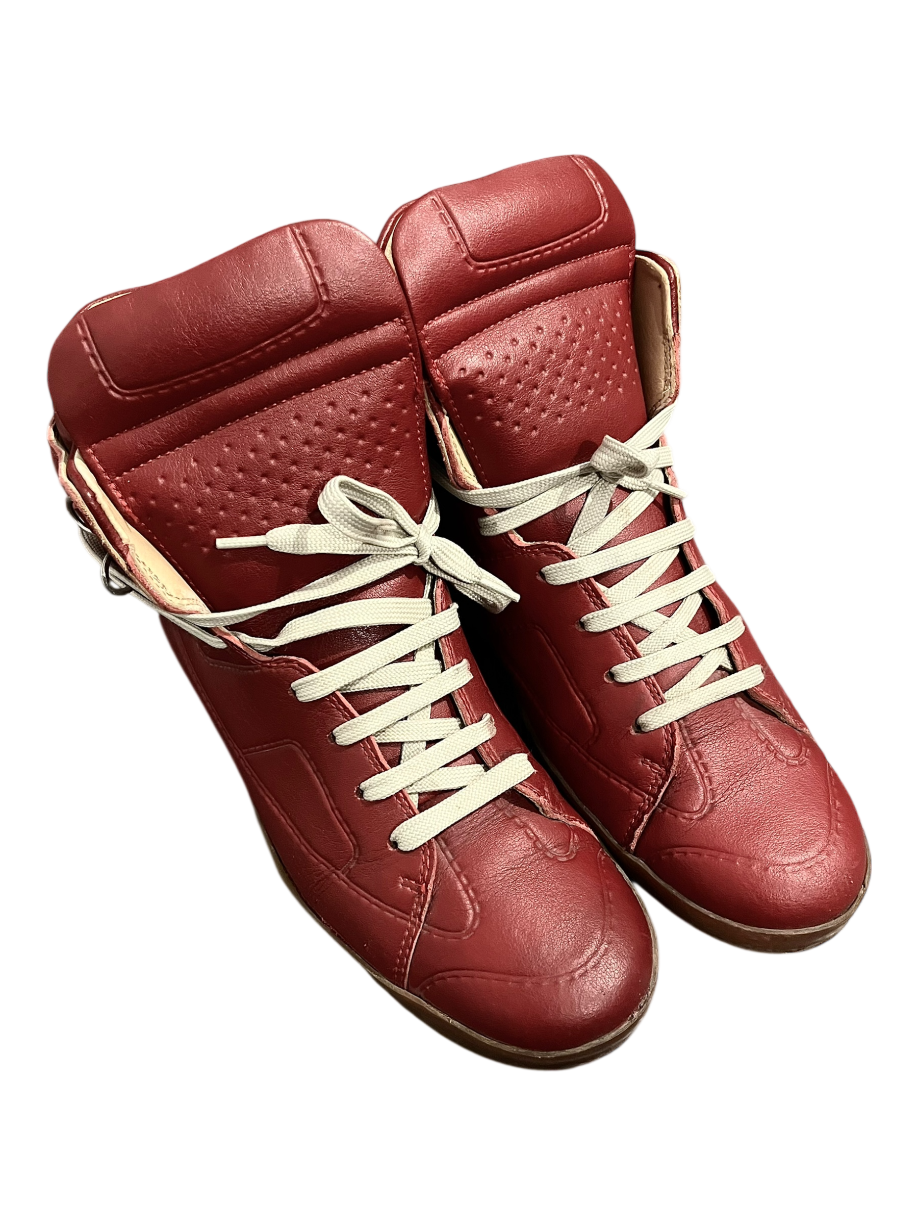 MAISON MARTIN MARGIELA X H&M HIGH TOP SNEAKER RED/GUM LEATHER HIGH TOP SNEAKERS IN 41