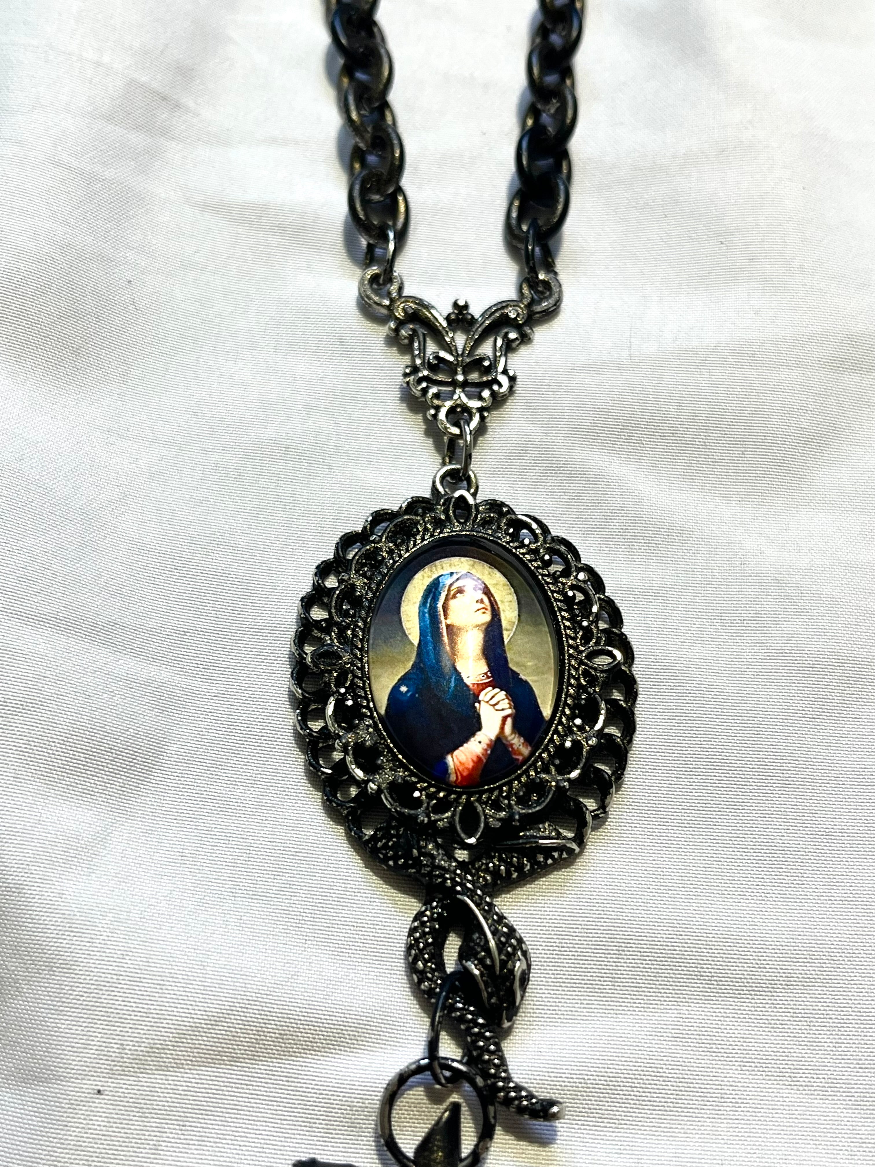 JEAN PAUL GAULTIER 1999 1/1 JESUS CROSS MOTHER MARY SNAKE NECKLACE