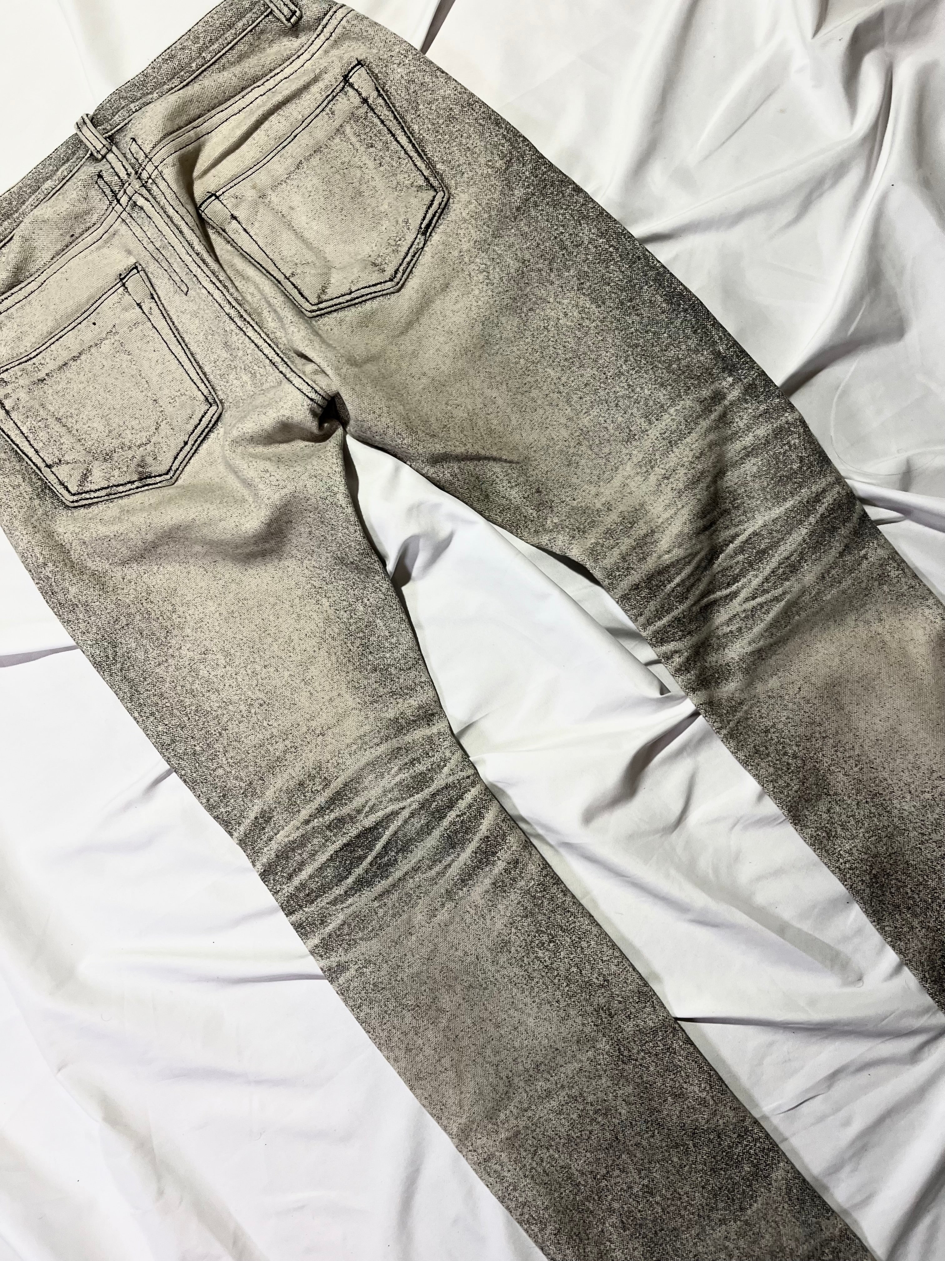 RICK OWENS O&M 2016 DRKSHDW PAINTED DETROIT CUT DENIM IN W28