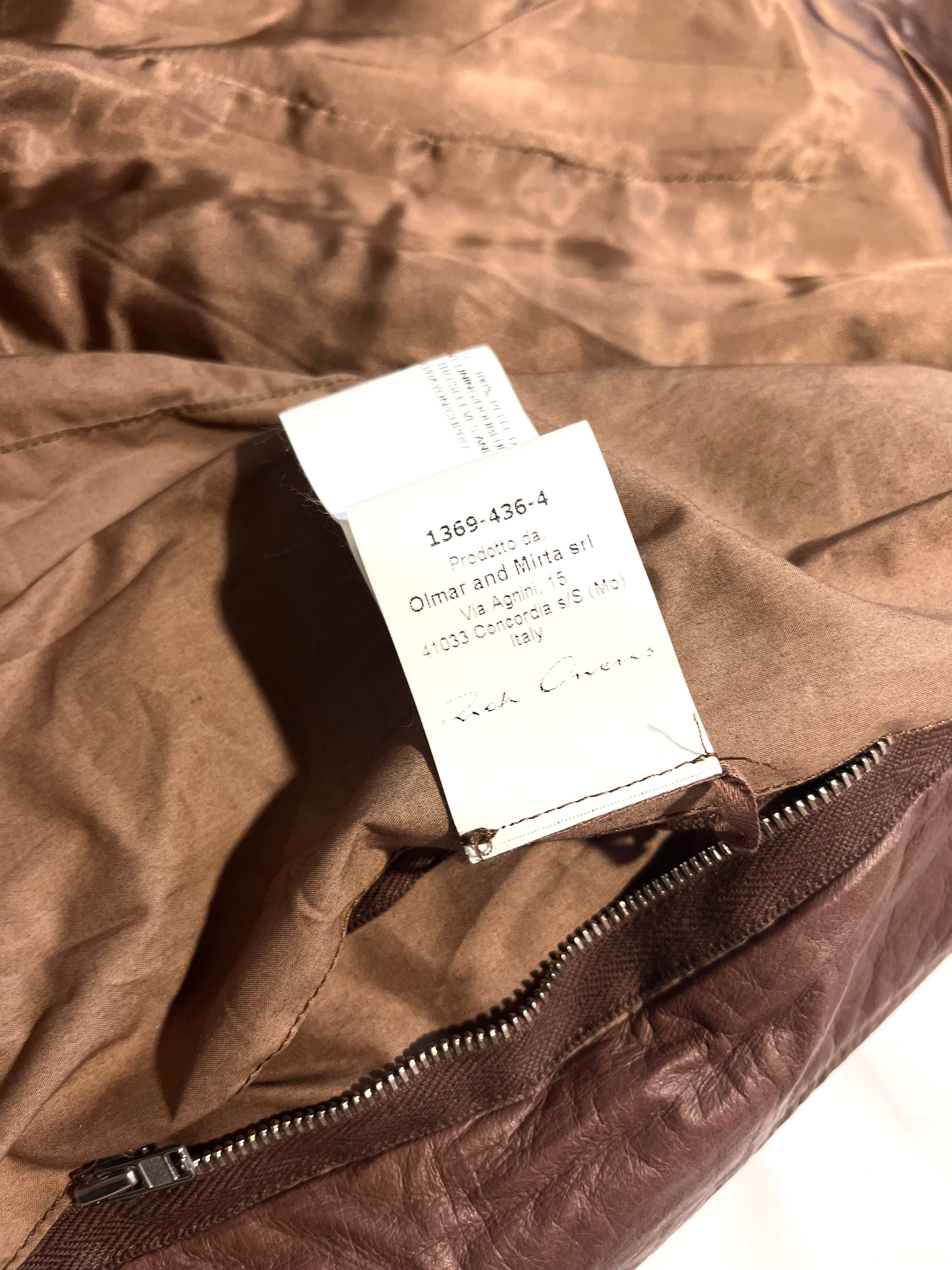 RICK OWENS FW14 "MOODY" HOODED LAMBSKIN JACKET IN CARAMEL SIZE 46IT