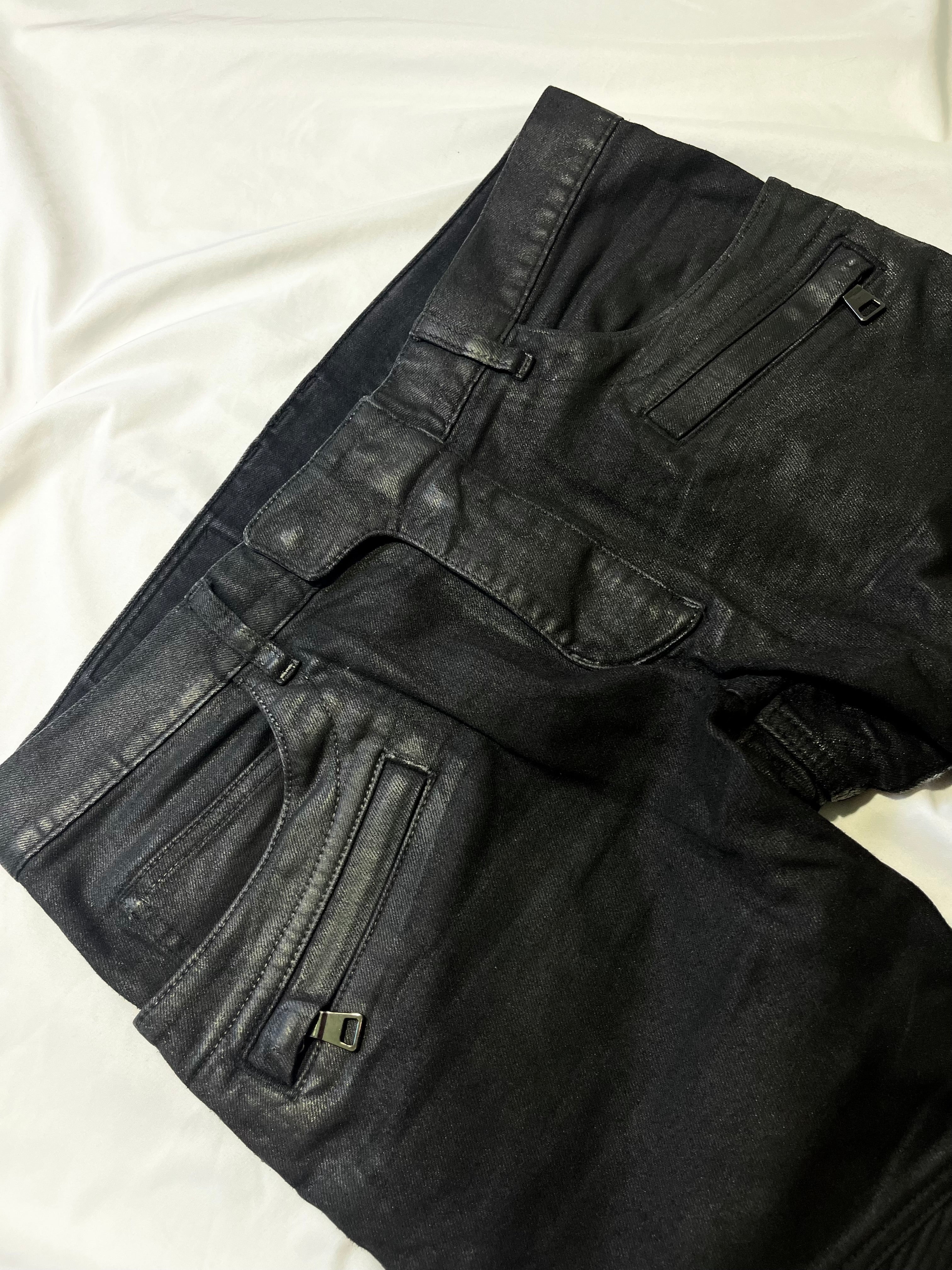 BALMAIN FW14 WAXED BIKER DENIM BY OLIVIER ROUSTEING
