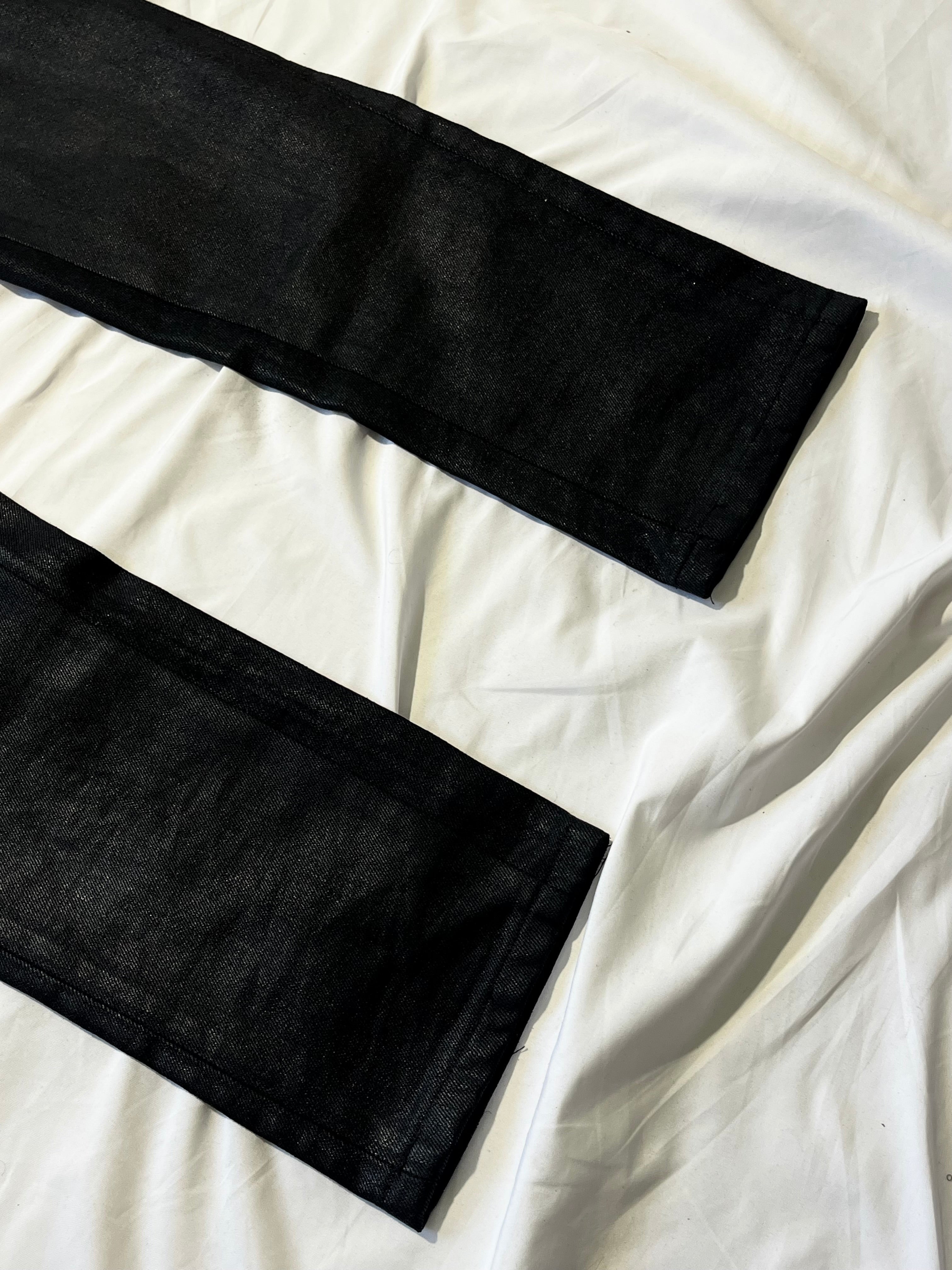 BALENCIAGA CUMMERBUND LEATHER WAISTBAND WAXED DENIM BY ALEXANDER WANG