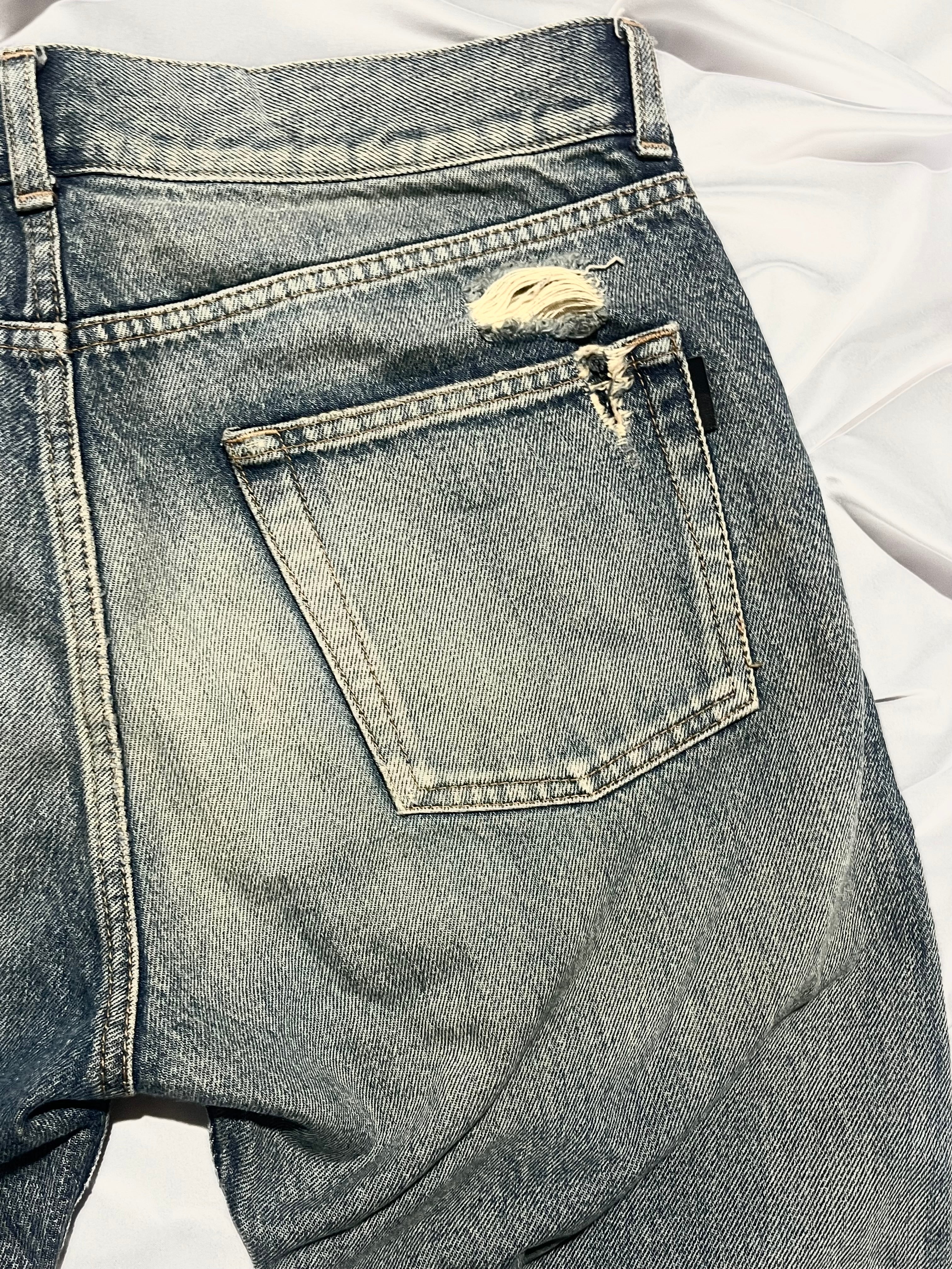 SAINT LAURENT FW19 D18 PAISLEY BANDANA DENIM BY ANTHONY VACCARELLO IN W30