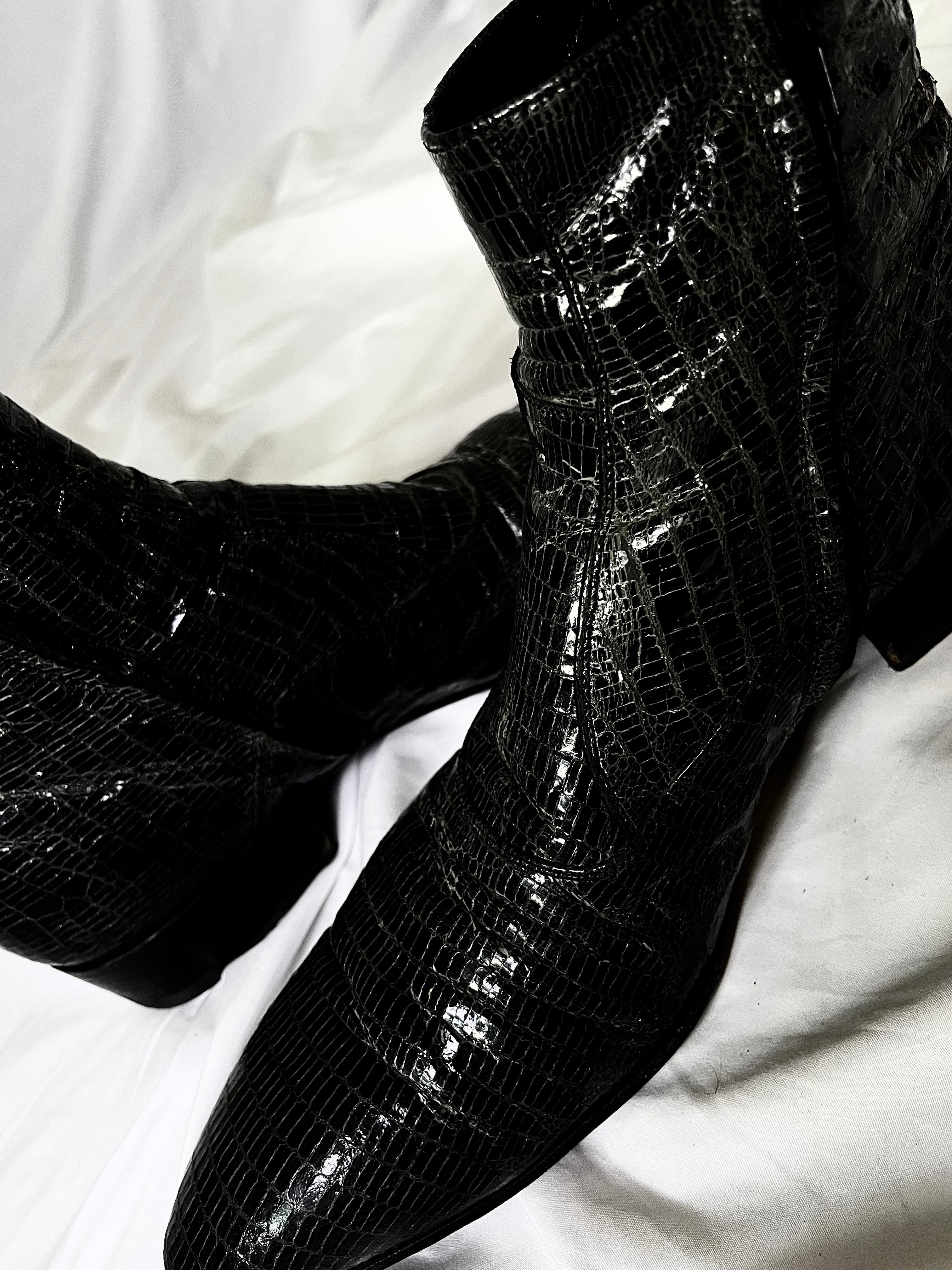 GIANNI BARBATO VINTAGE LIZARD SKIN POINTY CHELSEA BOOTS