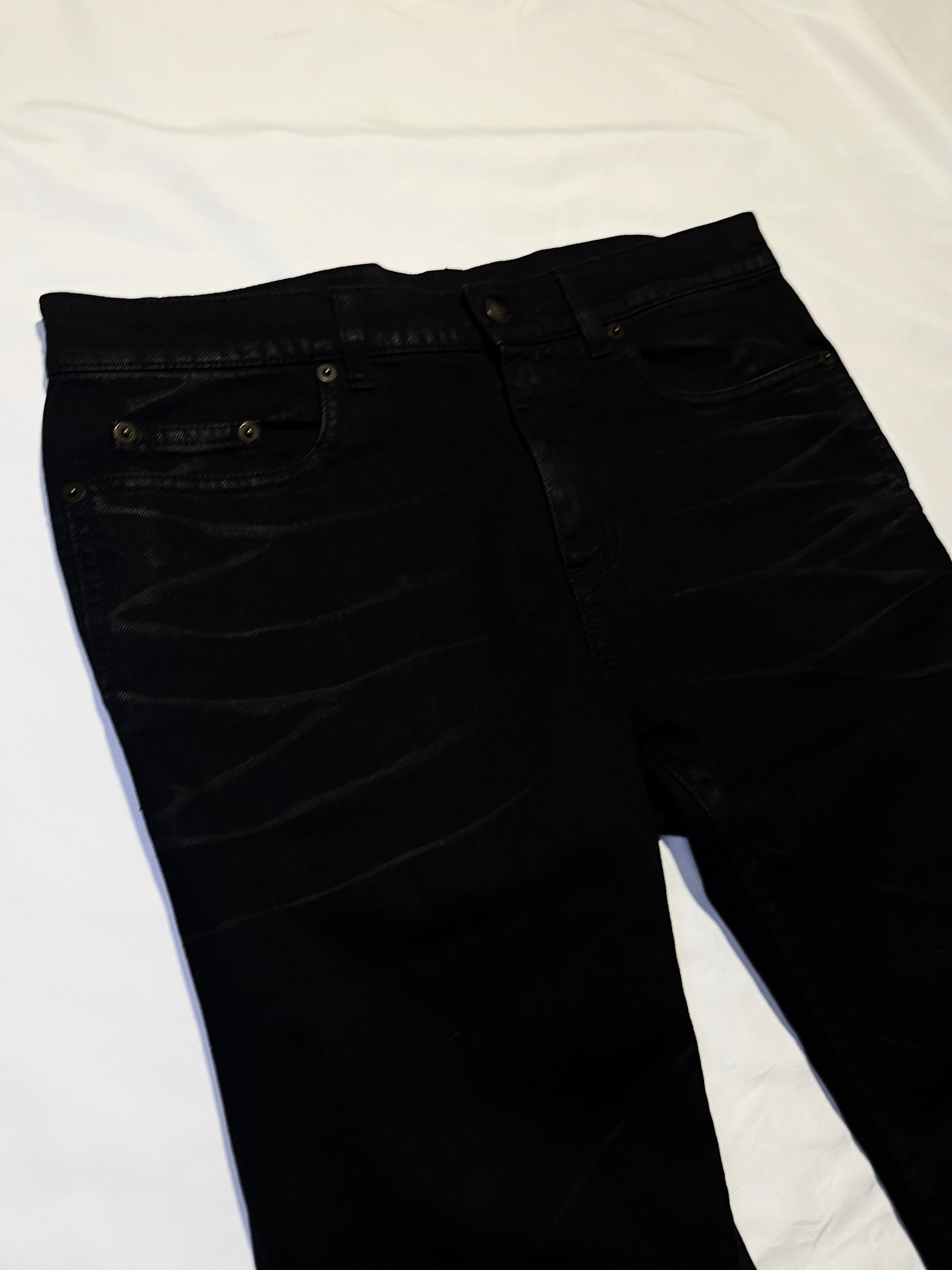 SAINT LAURENT D21 WHISKERED WAX DENIM BY HEDI SLIMANE IN W32