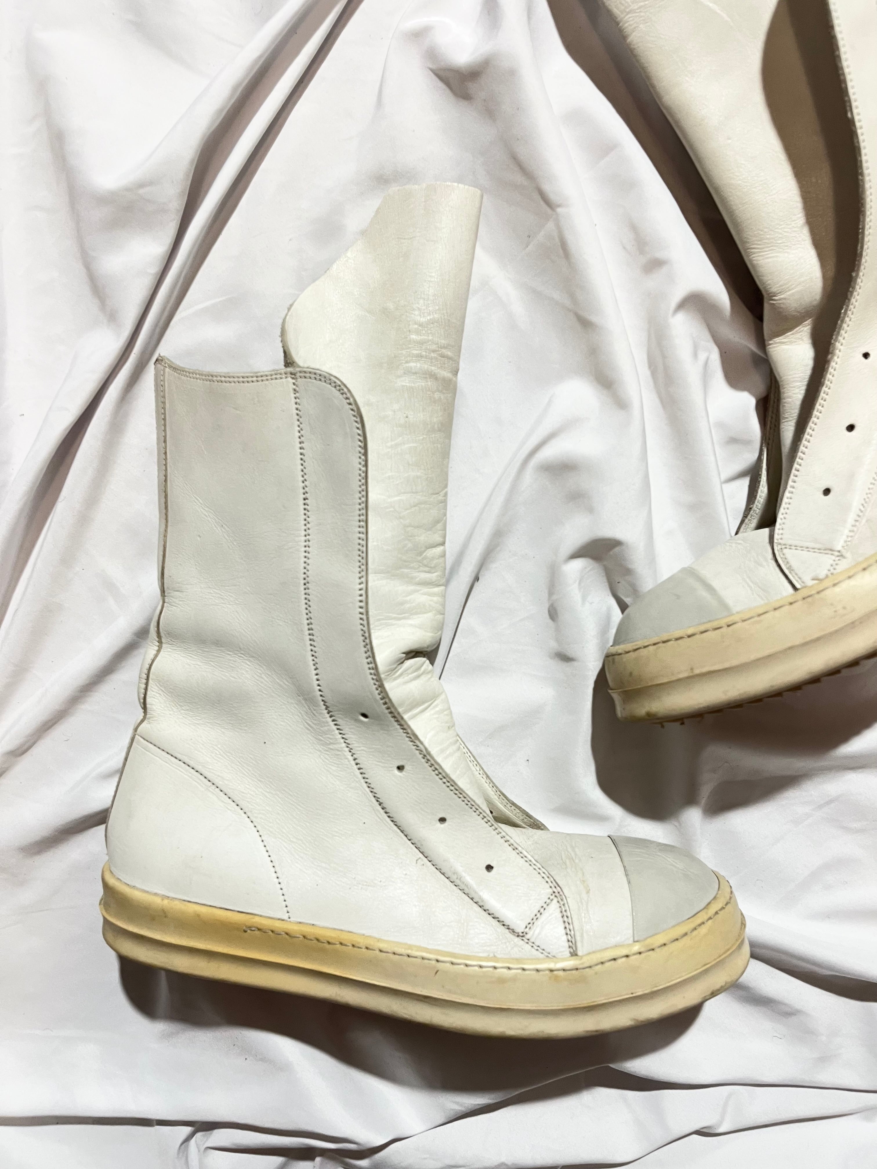 RICK OWENS WHITE/MILK LEATHER LACELESS /MOUNTAIN RAMONES