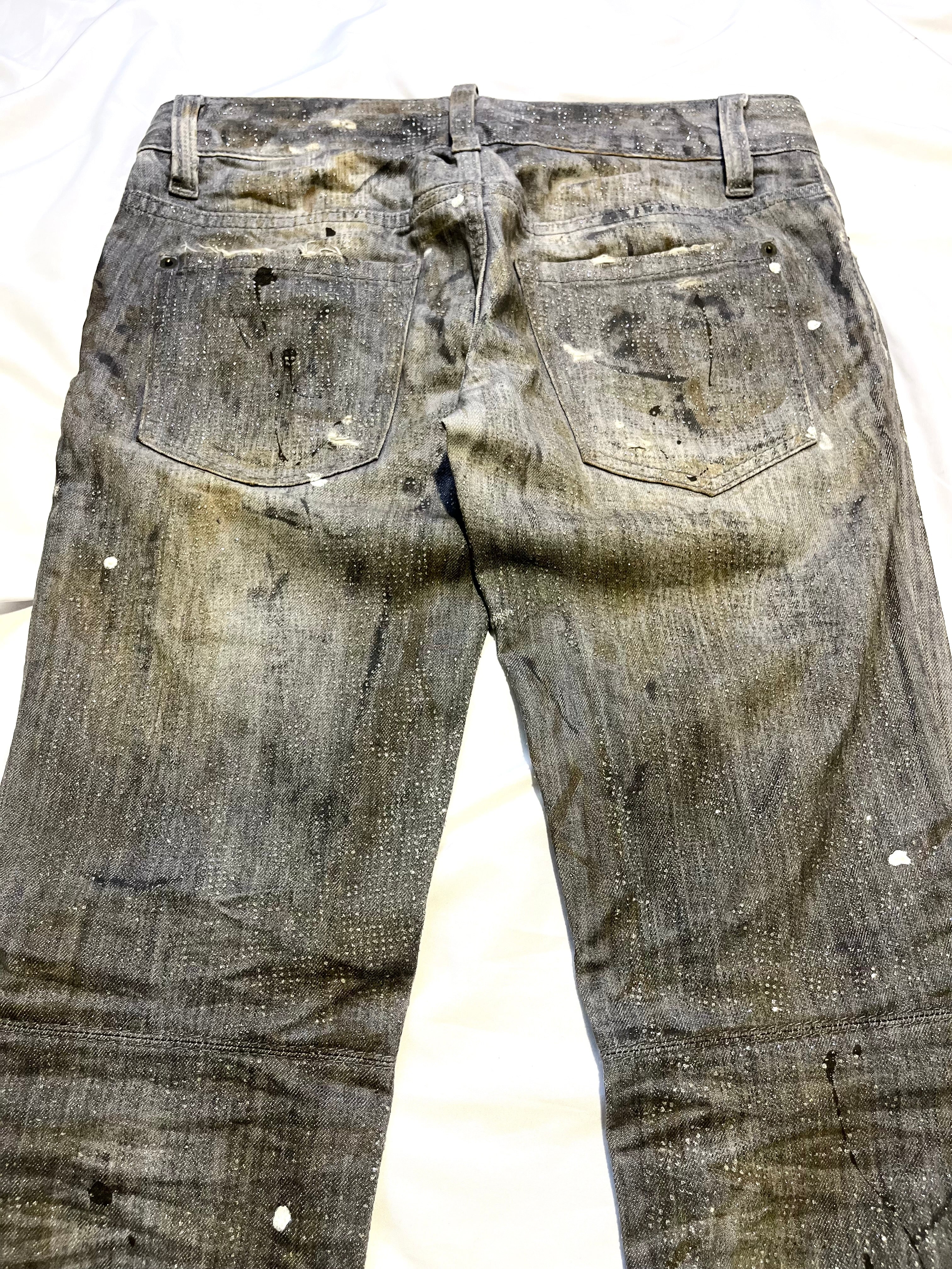 DSQUARED2 FW10 MUDDY GLITTER JEANS IN GRAY SIZE 40 EU