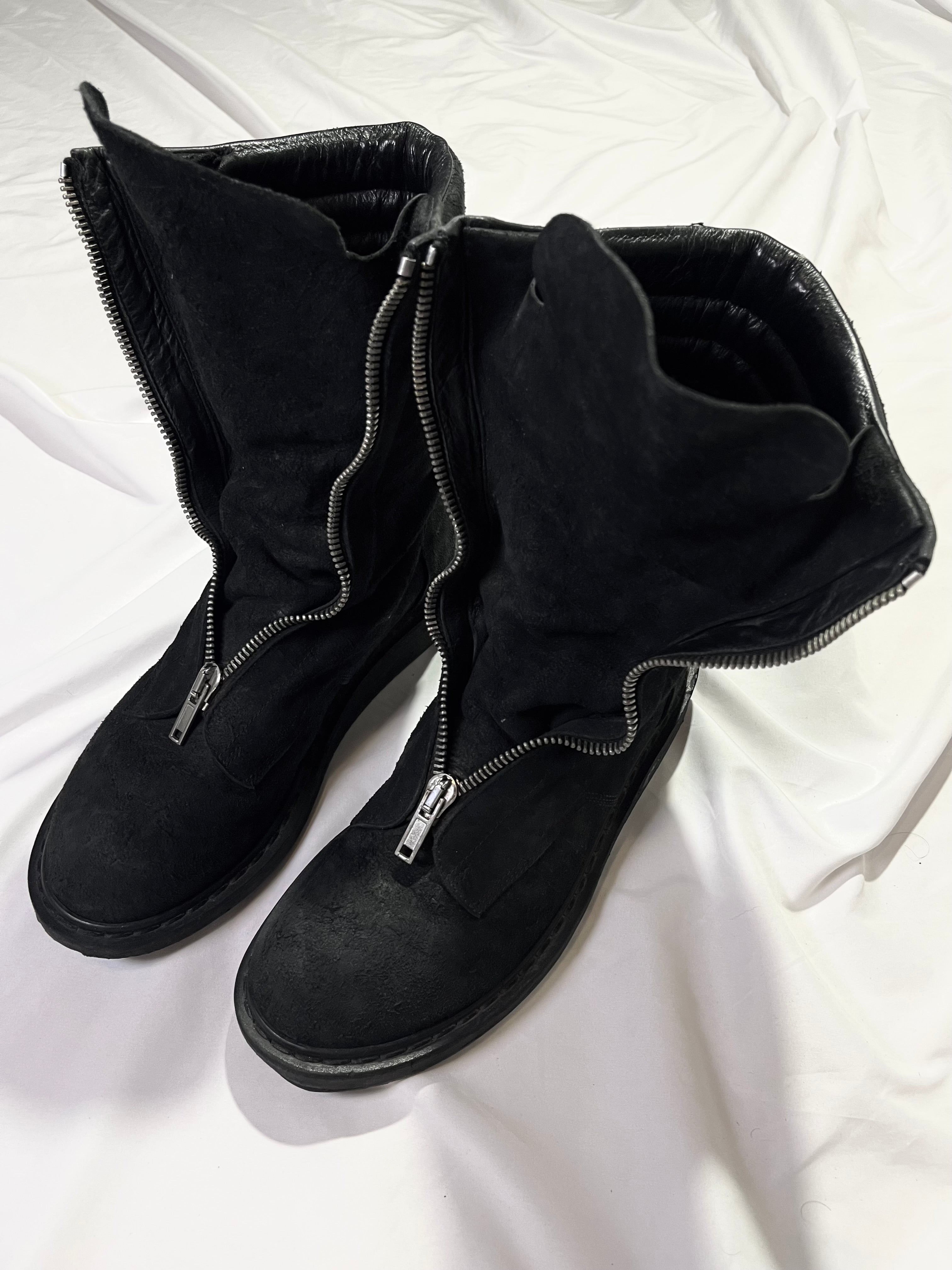 RICK OWENS FW11 'LIMO' MOHAWK FRONT ZIPPER BLISTERED LEATHER BOOTS