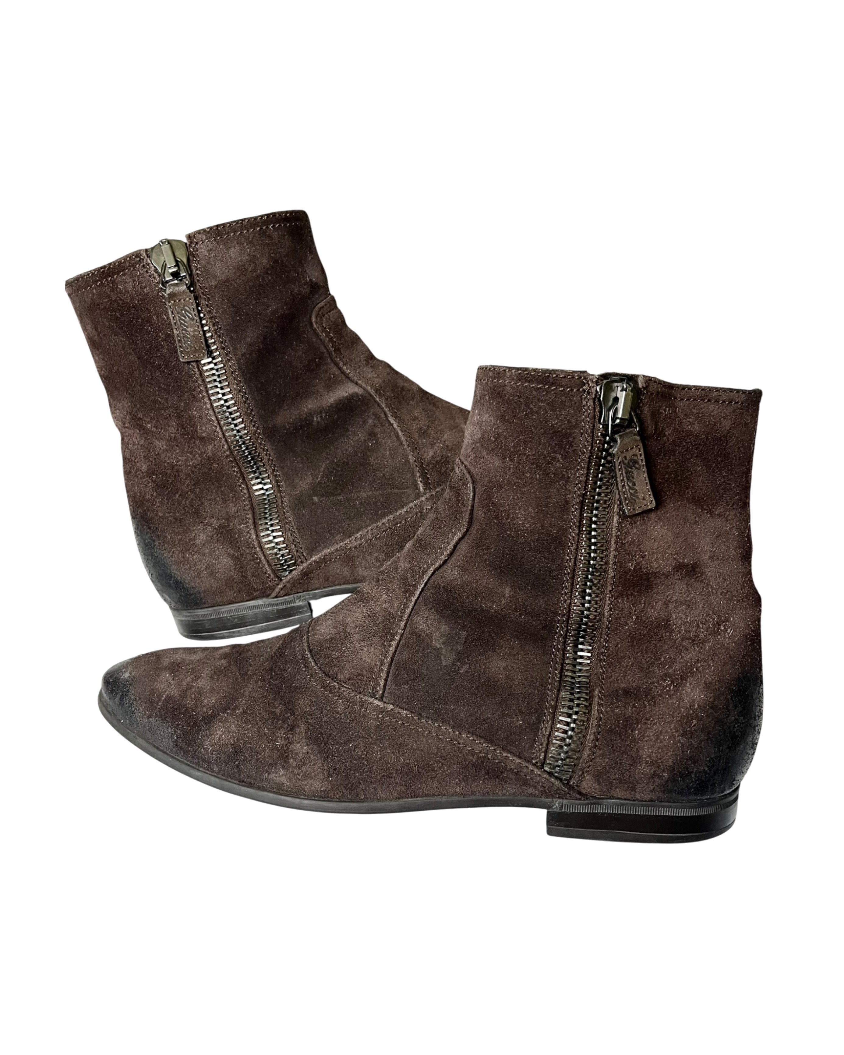 GUCCI BURGUNDY SUEDE LEATHER VINTAGE CHELSEA BOOTS