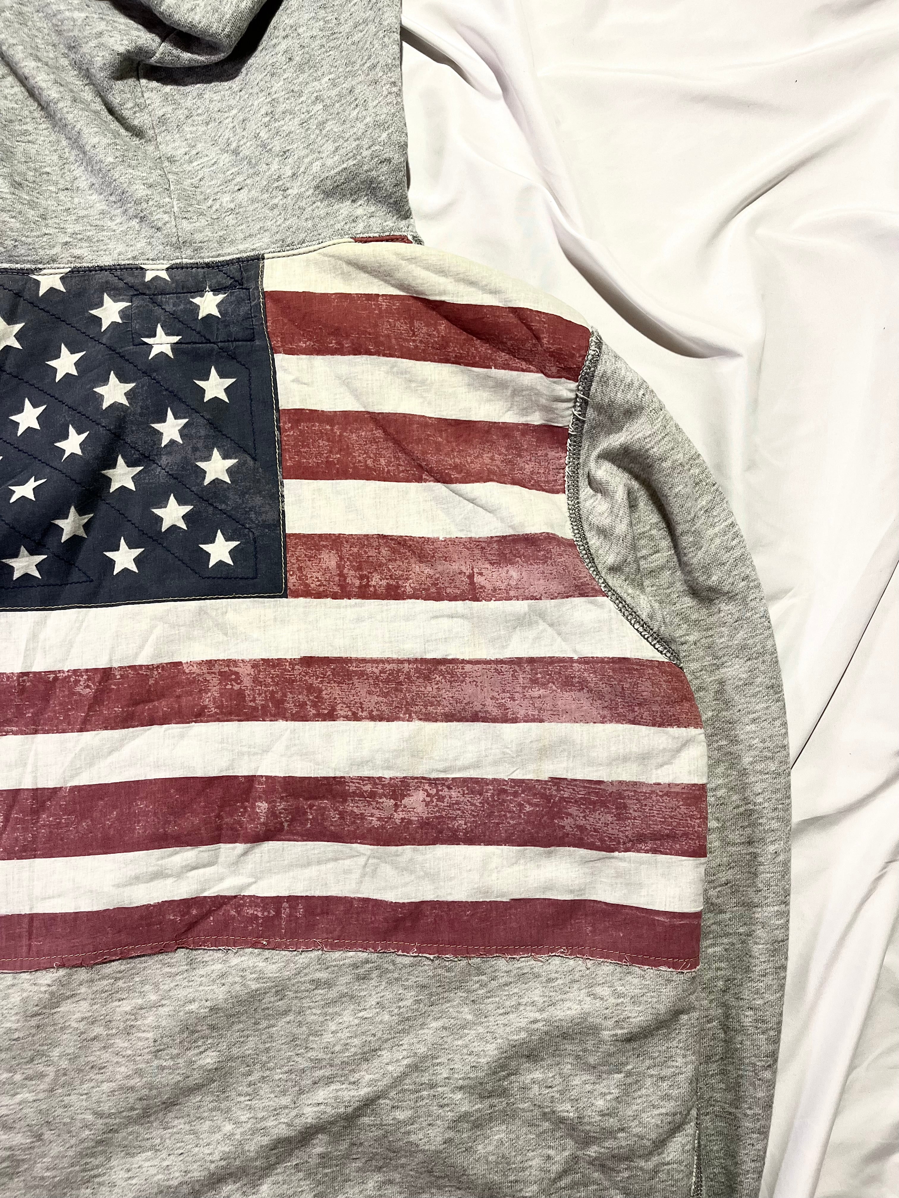 RALPH LAUREN DENIM & SUPPLY US FLAG EMBROIDERED ZIP-UP HOODIE IN L