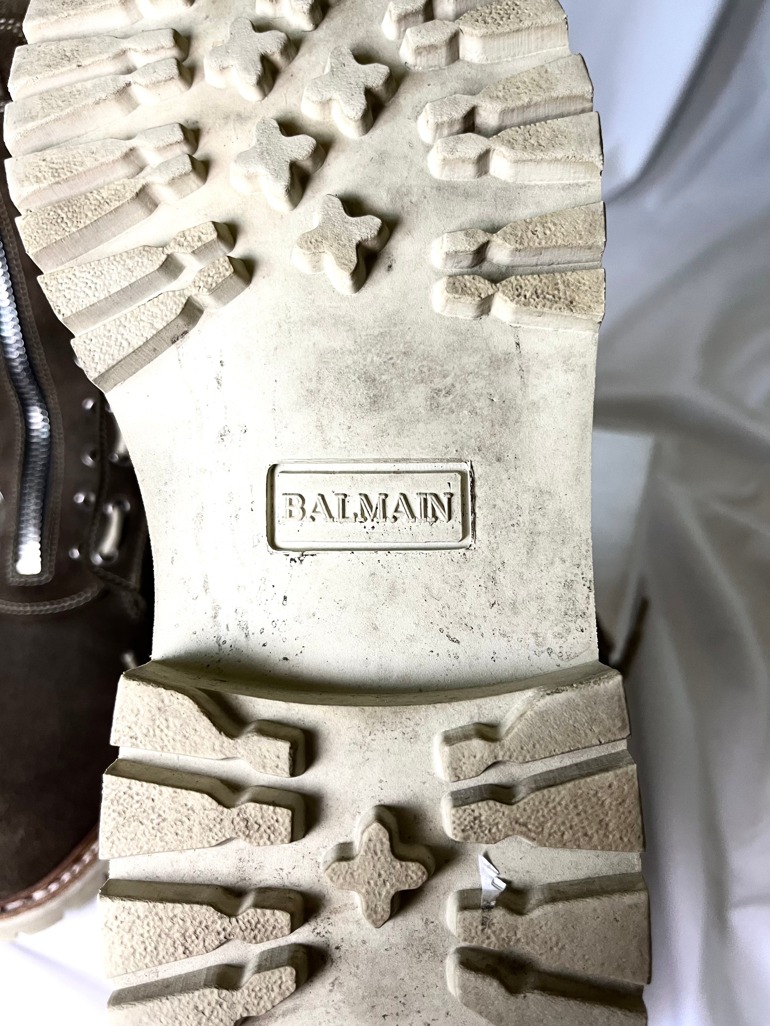BALMAIN BROWN SUEDE ZIP RANGER BOOTS IN 45