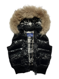 BURBERRY BLUE LABEL 2000S REAL FUR NOVA CHECK PUFFER DOWN VEST