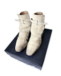 SAINT LAURENT PARIS KHAKI SUEDE LEATHER "JODHPUR" STRAP BOOTS IN 42