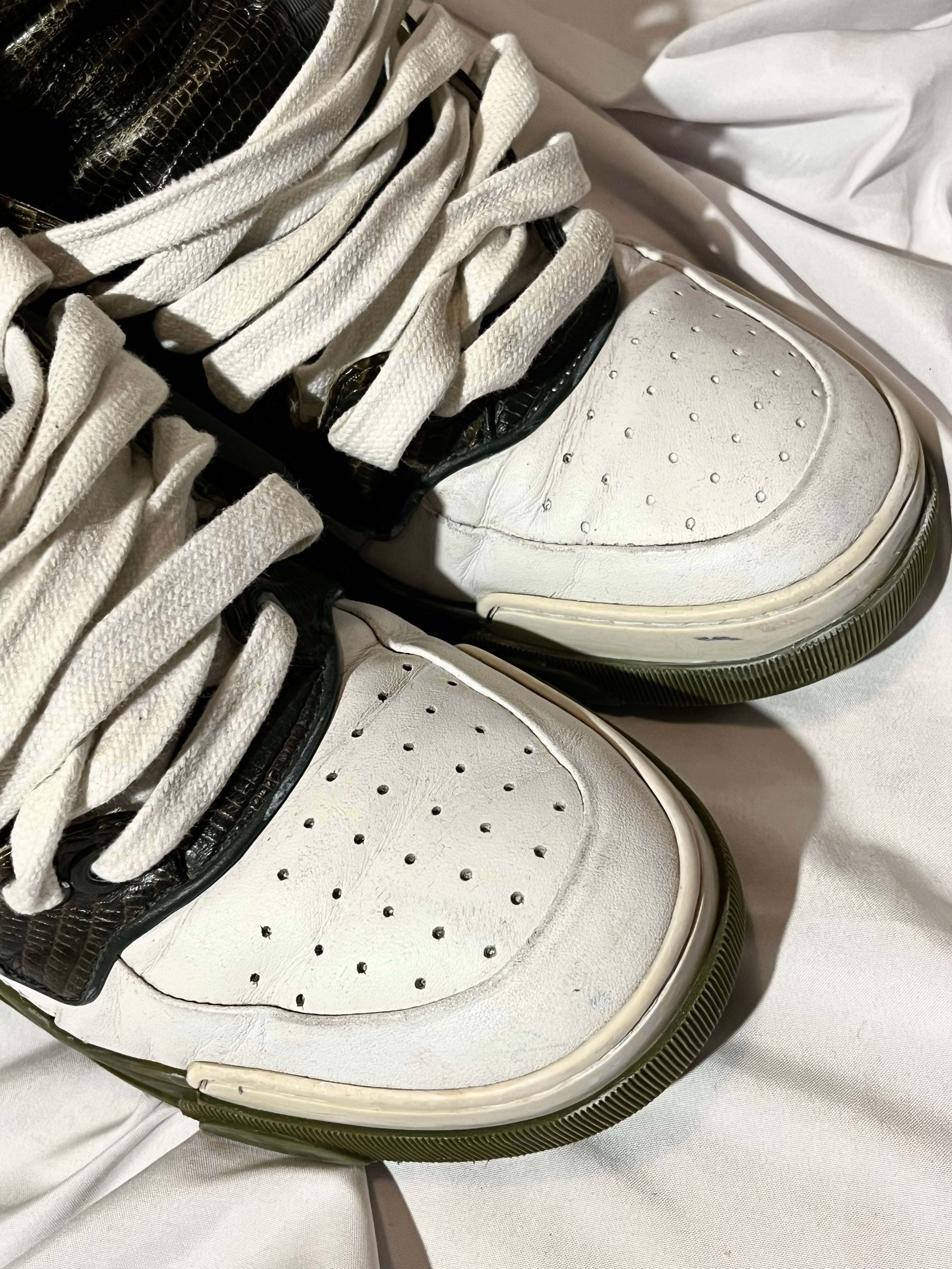 GIVENCHY TYSON DARK GREEN LIZARD SKIN HI-TOP SNEAKERS IN 41