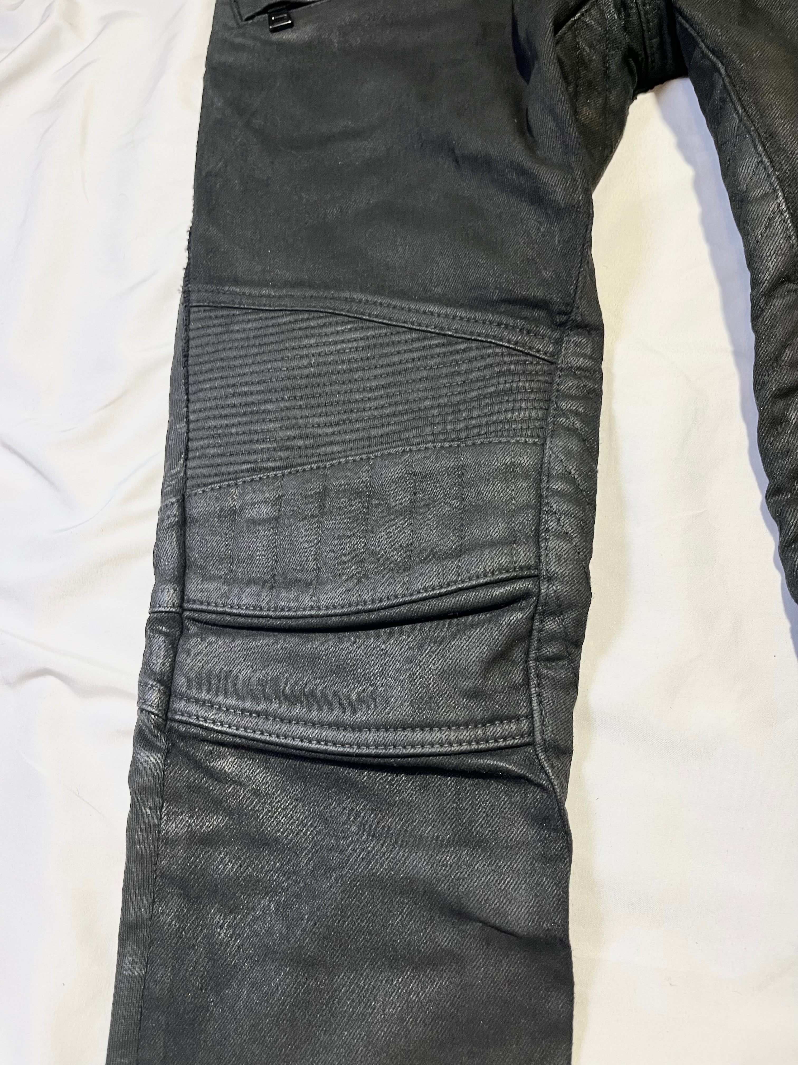 BALMAIN FW14 WAXED BIKER DENIM BY OLIVIER ROUSTEING IN W28