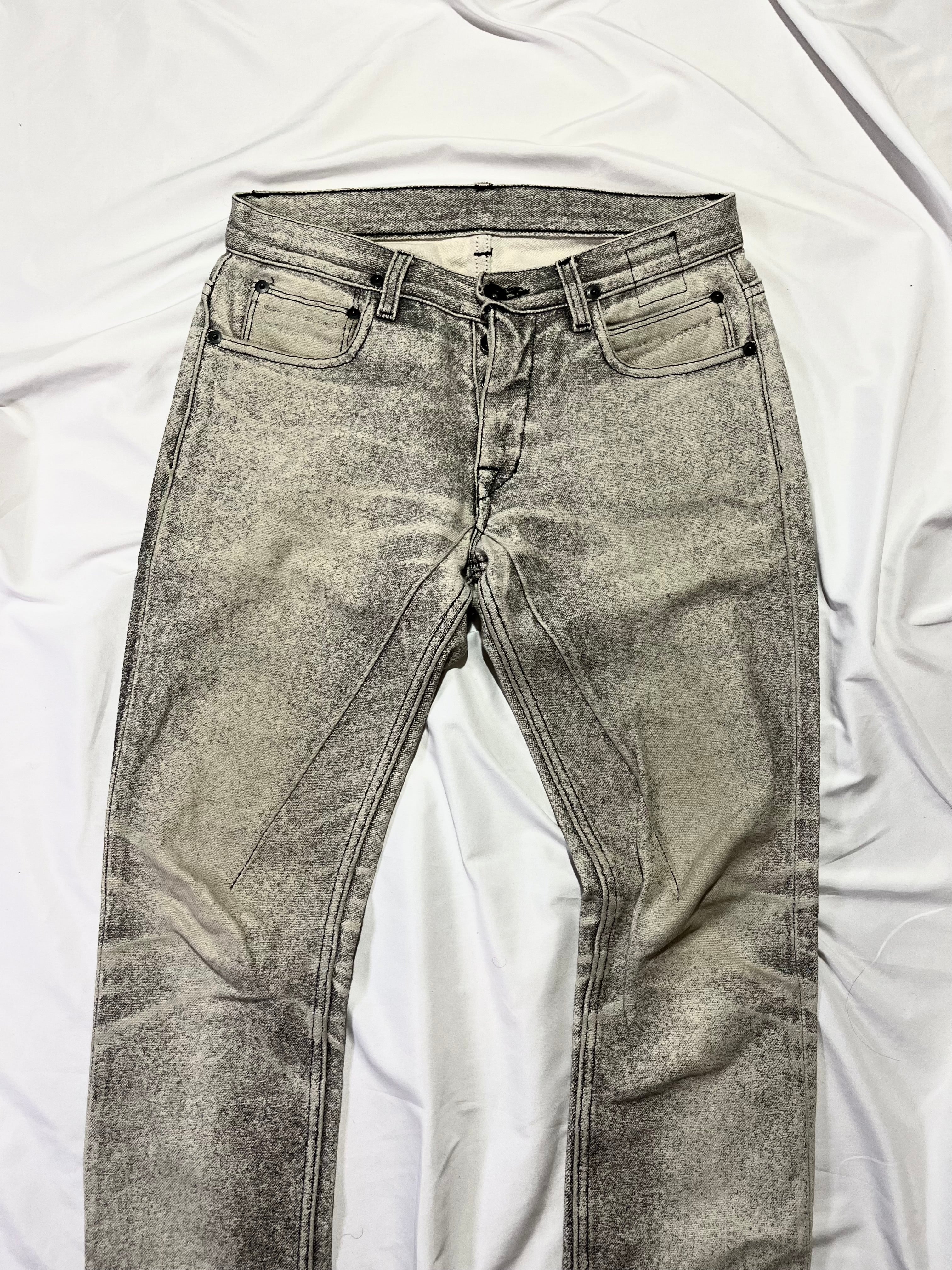 RICK OWENS O&M 2016 DRKSHDW PAINTED DETROIT CUT DENIM IN W28
