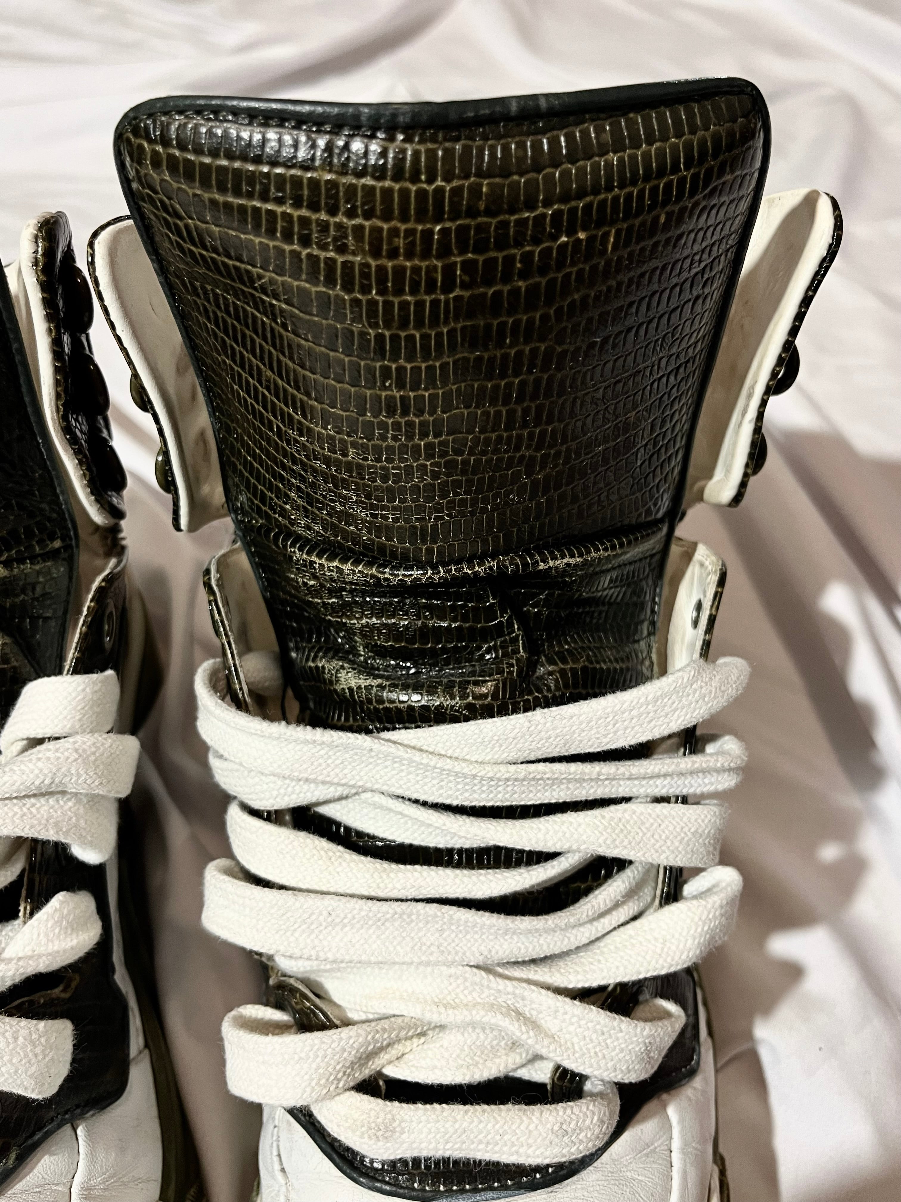 GIVENCHY TYSON DARK GREEN LIZARD SKIN HI-TOP SNEAKERS IN 41
