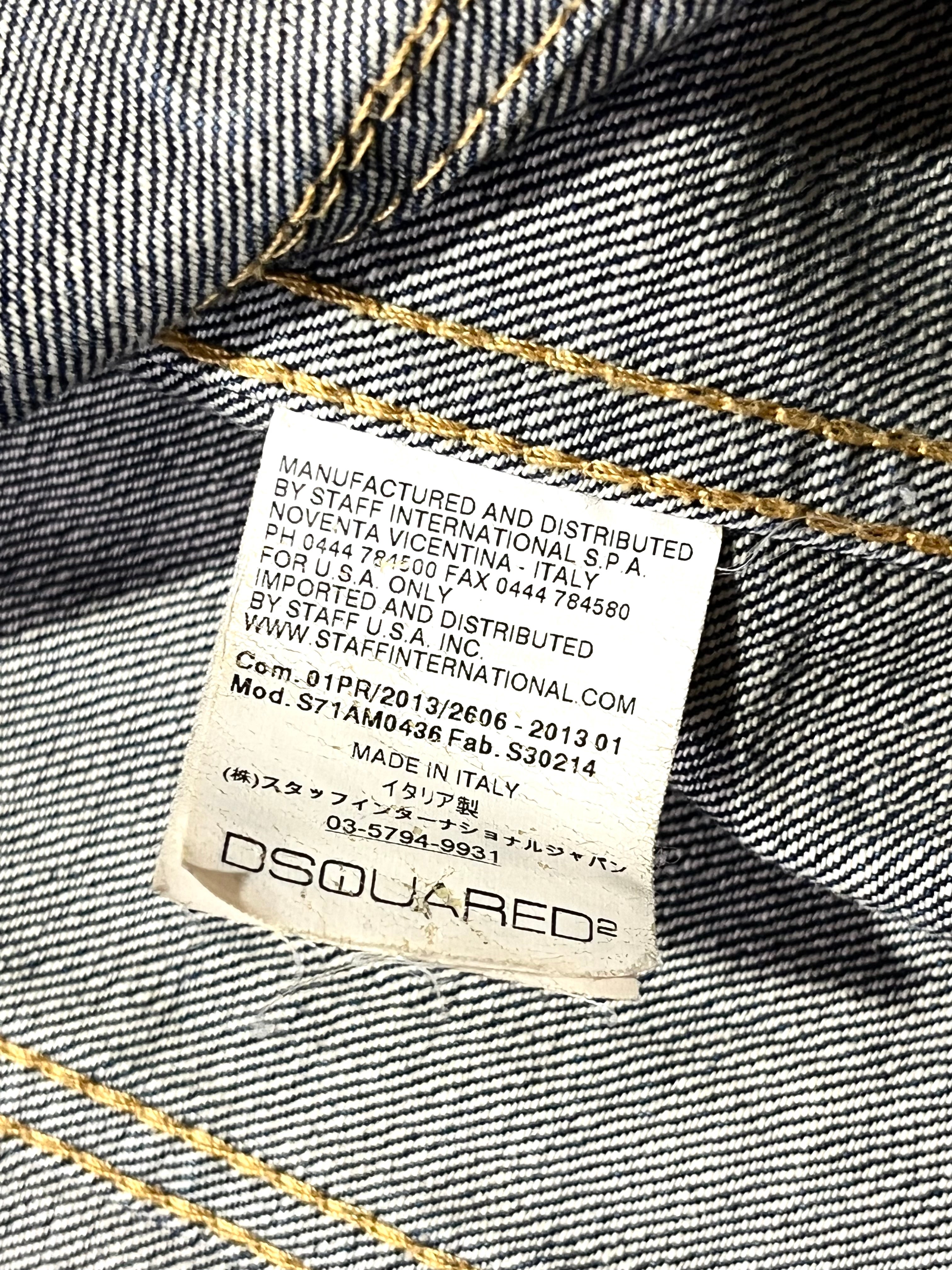 DSQUARED2 STUDDED DENIM TRUCKER JACKET IN SIZE 46