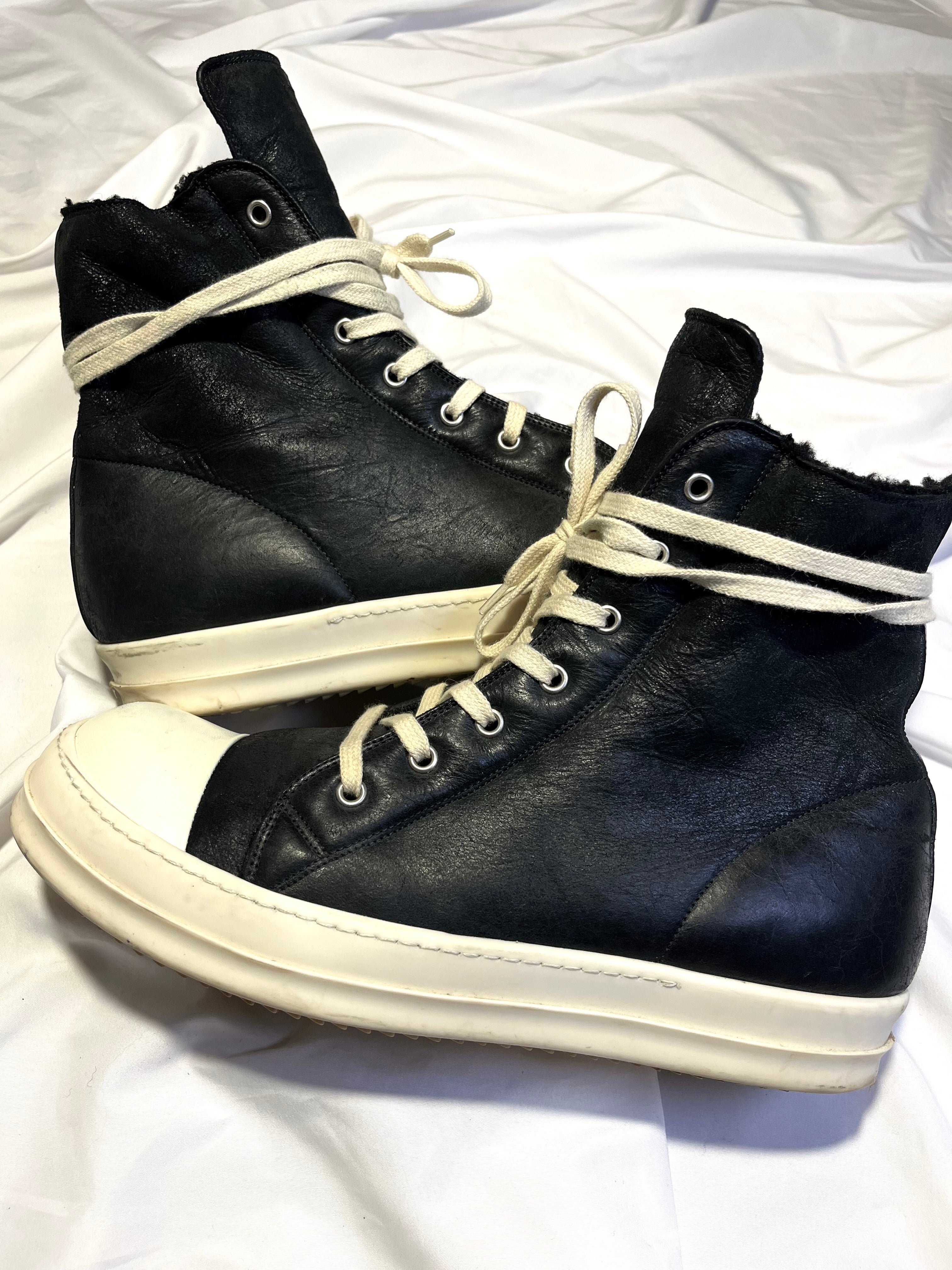RICK OWENS FW17 'WALRUS' SHEARLING RAMONES HI-TOP