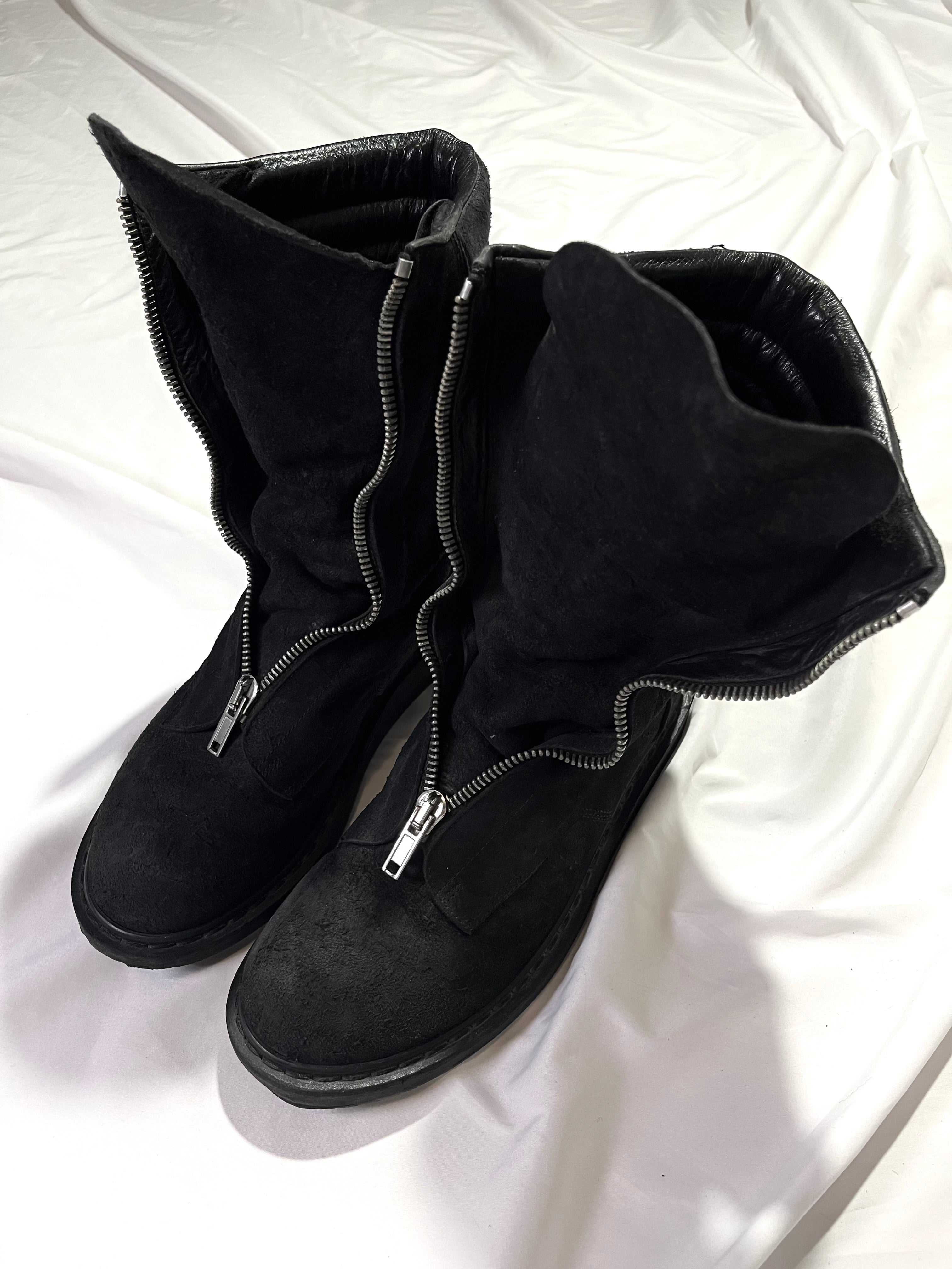 RICK OWENS FW11 'LIMO' MOHAWK FRONT ZIPPER BLISTERED LEATHER BOOTS