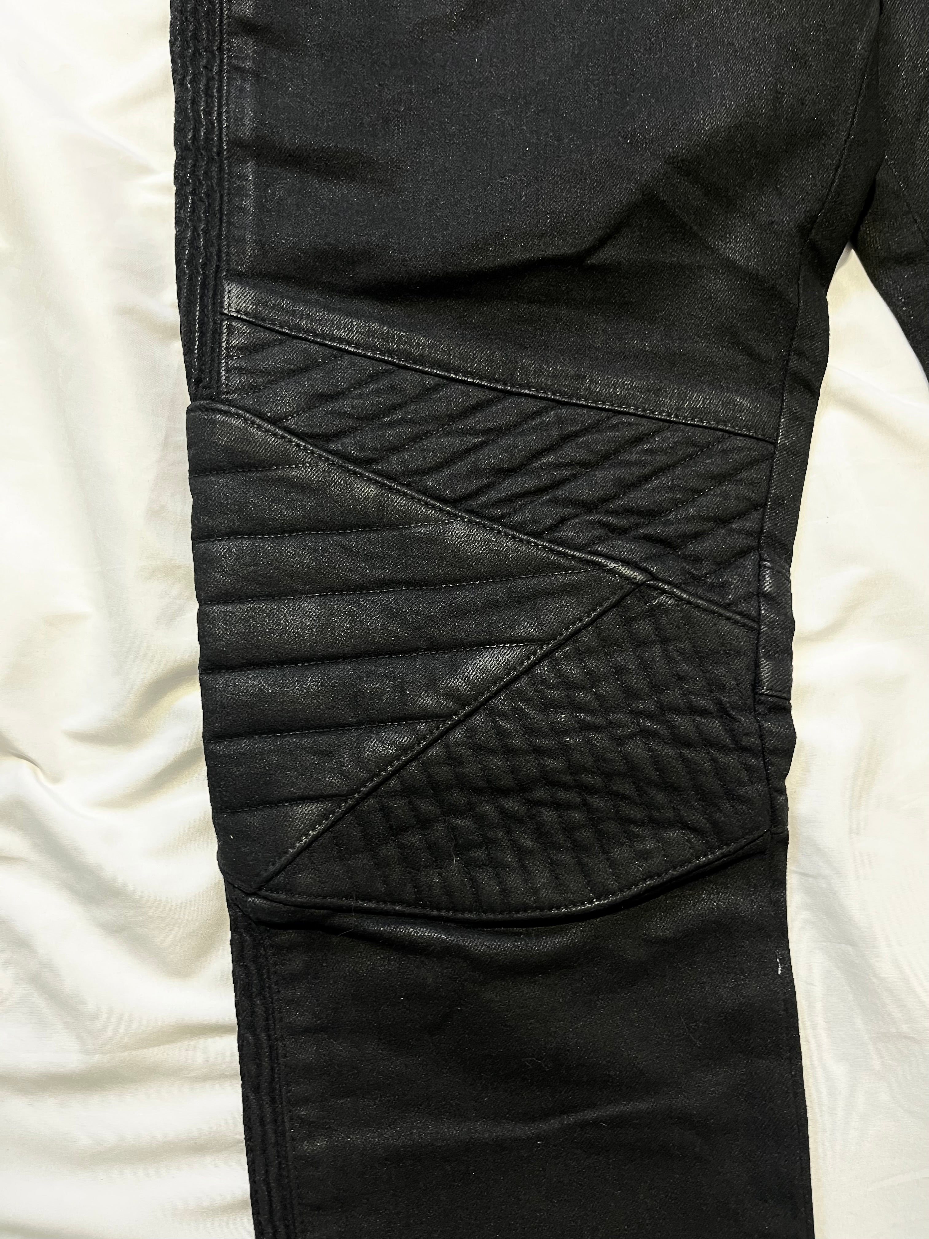 BALMAIN FW14 MULTI ZIPPER WAXED BIKER DENIM BY OLIVIER ROUSTEING