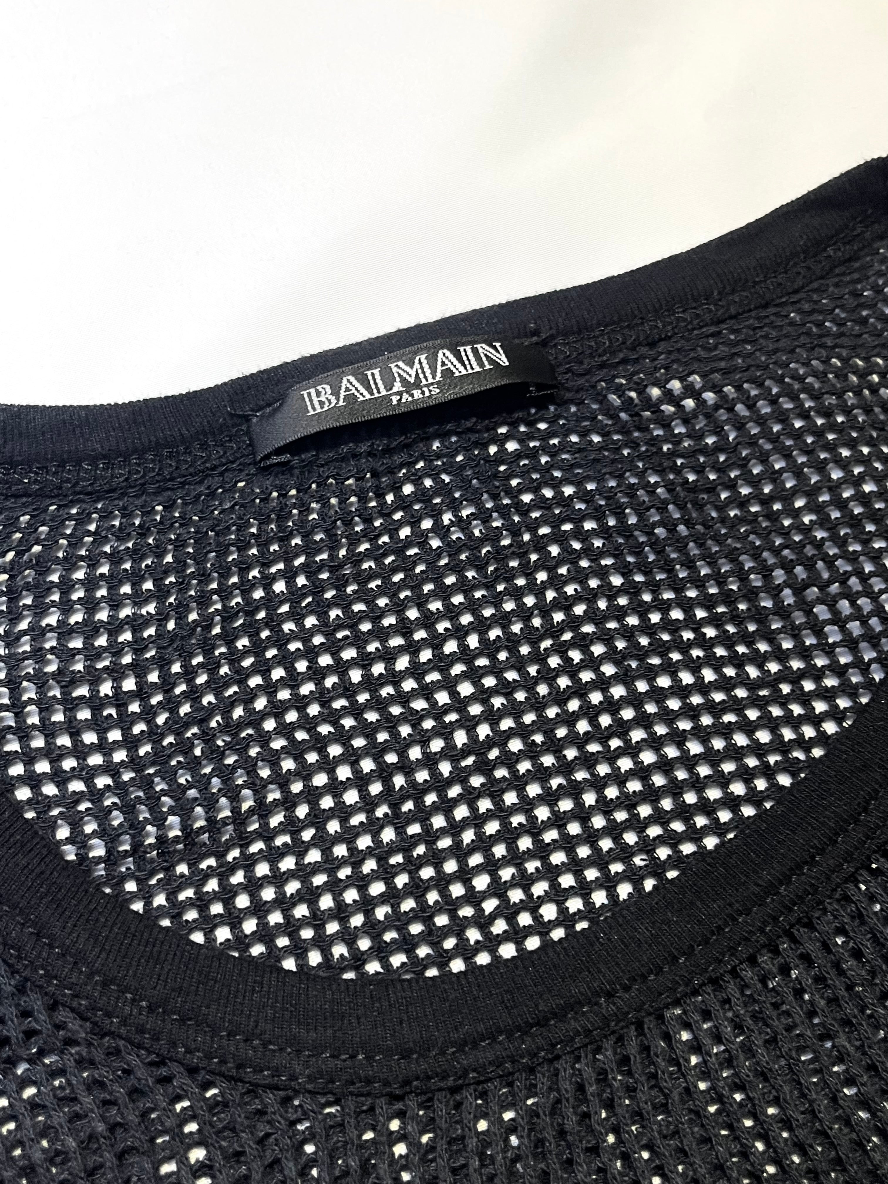 BALMAIN CHAINMAIL KNIT LAYERING LONGSLEEVE BY OLIVIER ROUSTEING IN M