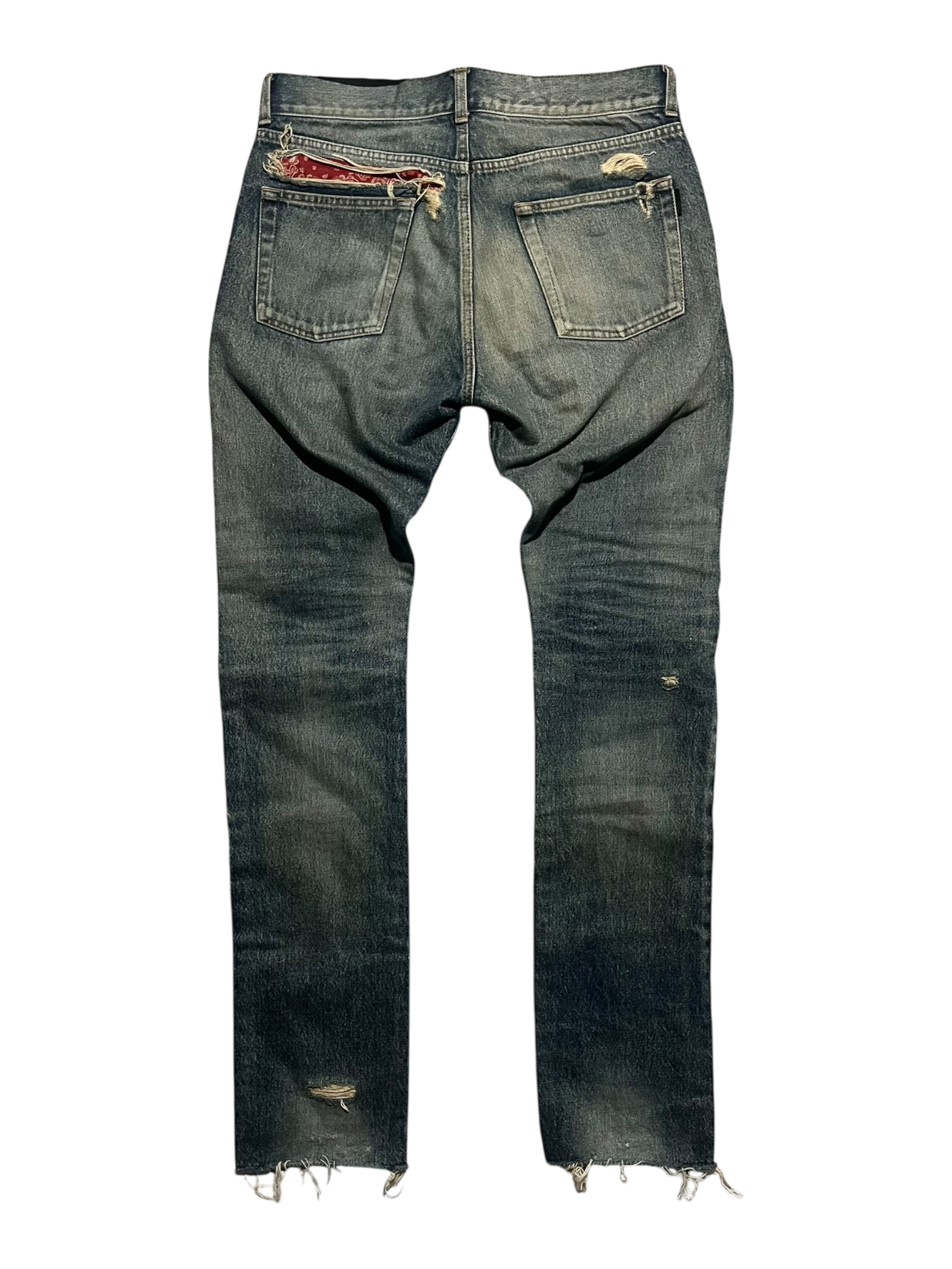 SAINT LAURENT FW19 D18 PAISLEY BANDANA DENIM BY ANTHONY VACCARELLO IN W30
