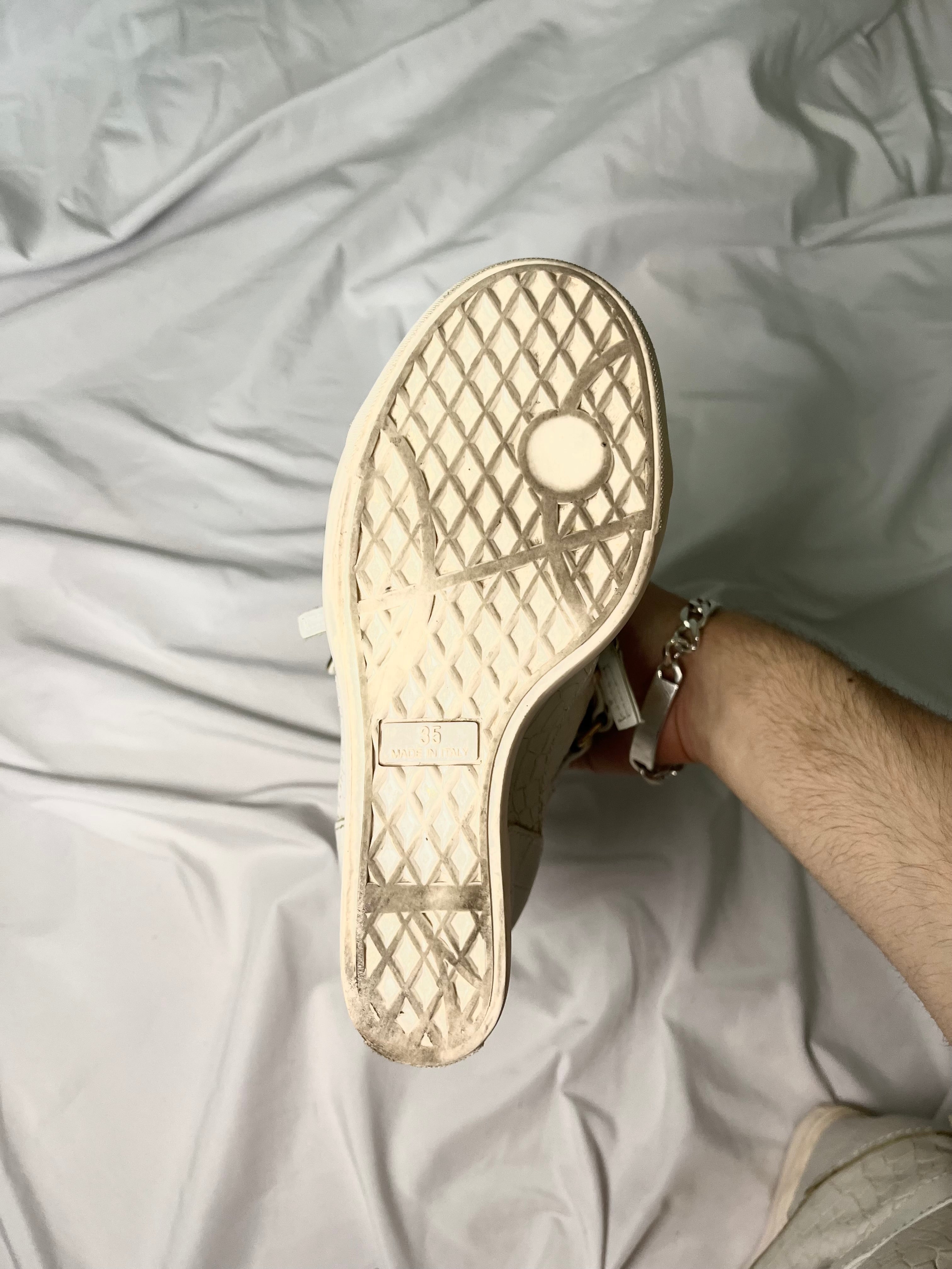 GIUSEPPE ZANOTTI “COBY” WEDGE SNEAKERS WHITE/GOLD SNAKESKIN