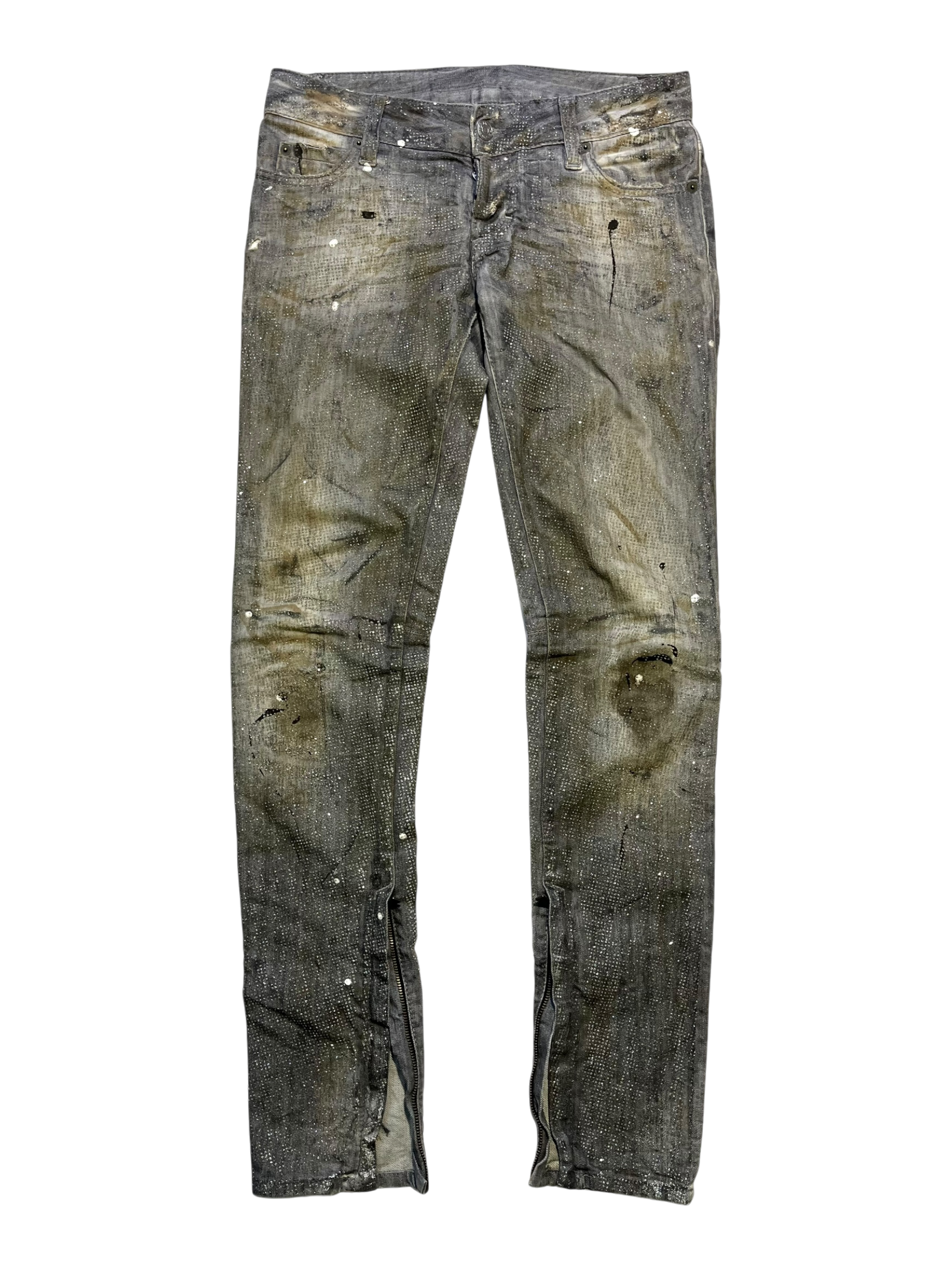 DSQUARED2 FW10 MUDDY GLITTER JEANS IN GRAY SIZE 40 EU