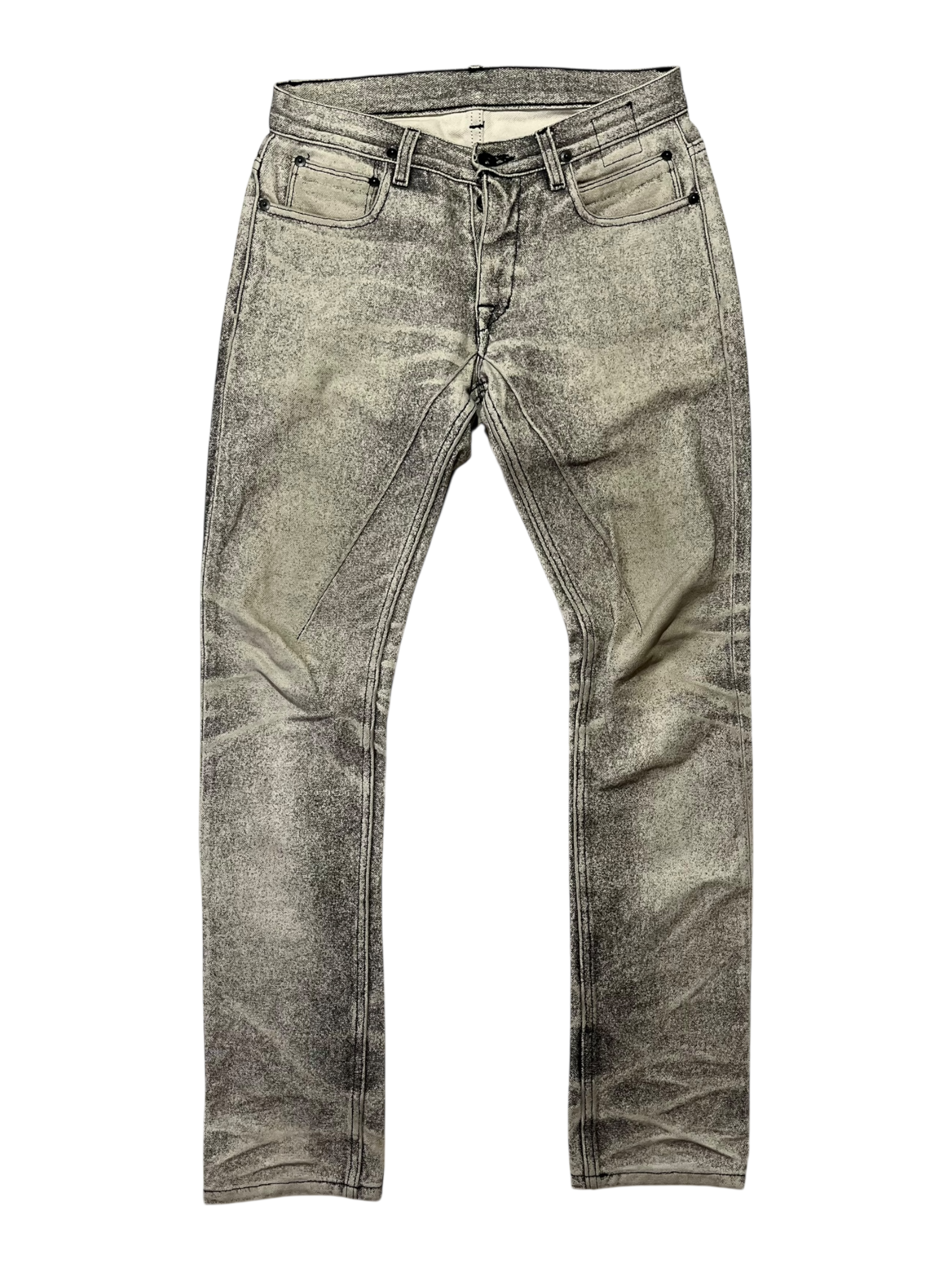 RICK OWENS O&M 2016 DRKSHDW PAINTED DETROIT CUT DENIM IN W28
