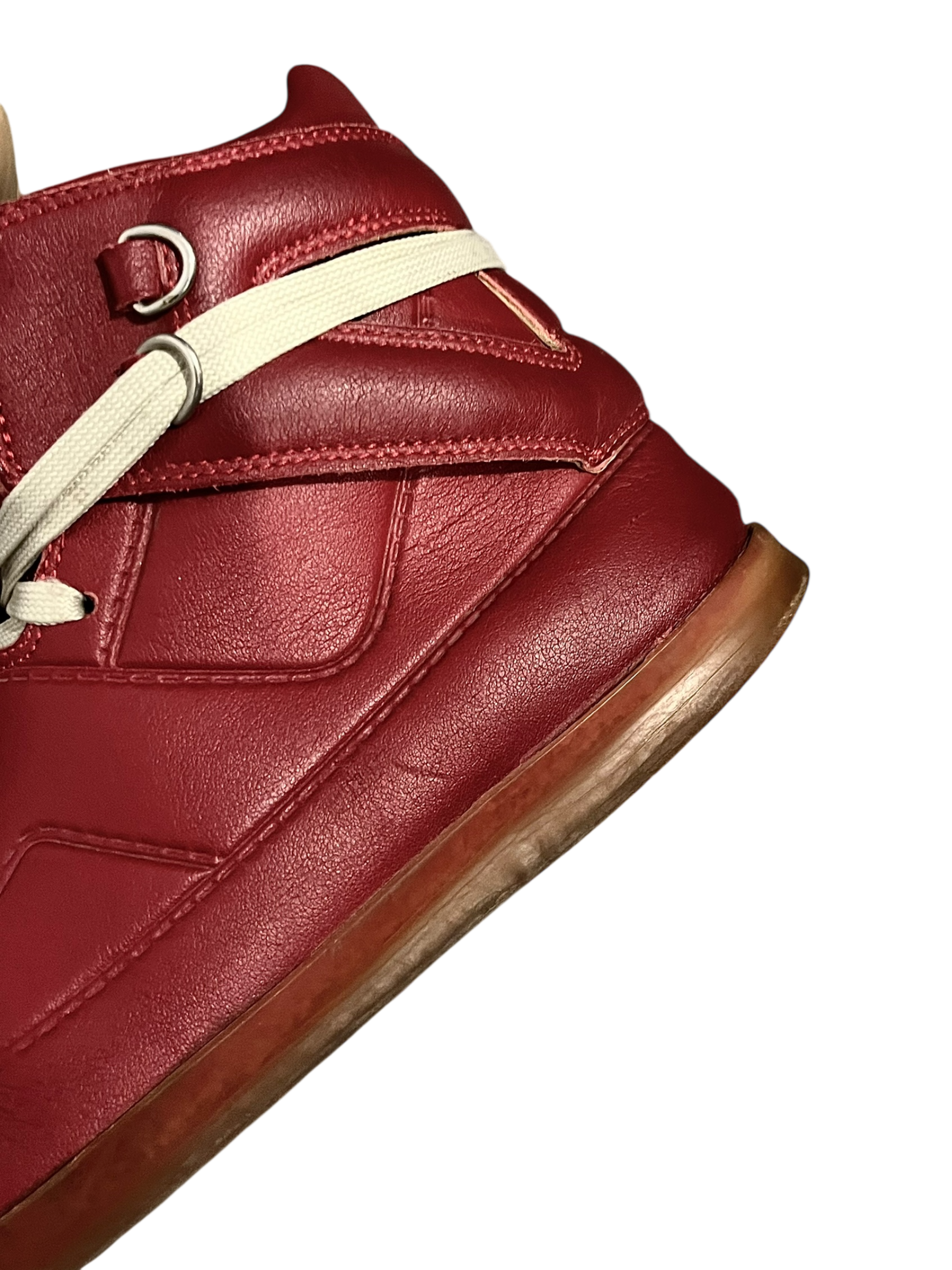MAISON MARTIN MARGIELA X H&M HIGH TOP SNEAKER RED/GUM LEATHER HIGH TOP SNEAKERS IN 41