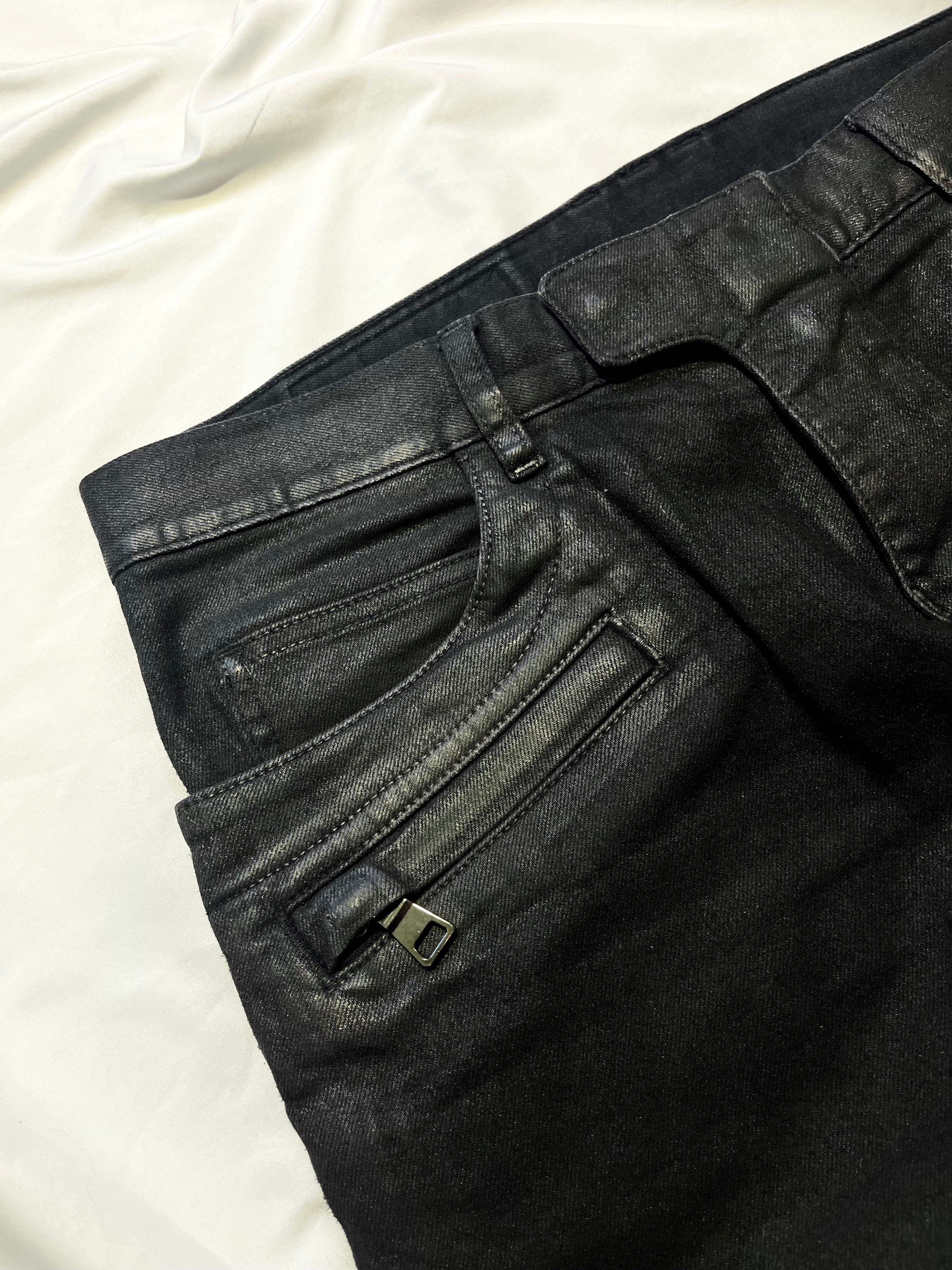 BALMAIN FW14 WAXED BIKER DENIM BY OLIVIER ROUSTEING