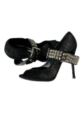 BALMAIN SS11 BELTED GLITTER HEELS BY CHRISTOPHE DECARNIN IN 38