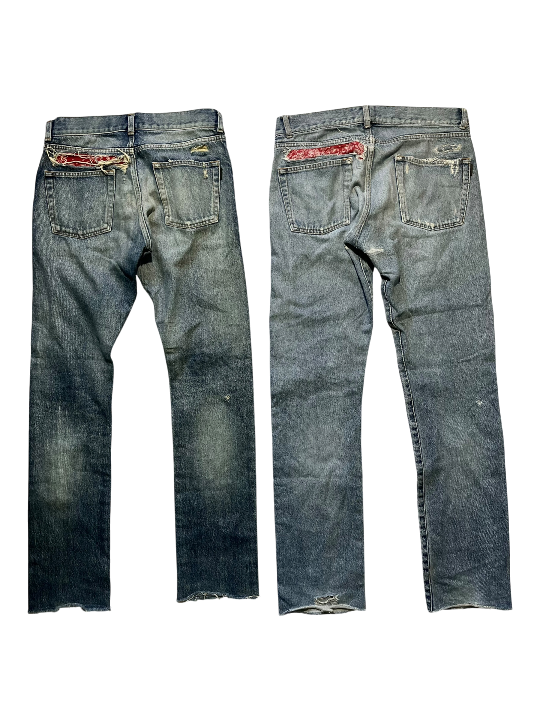 SAINT LAURENT FW19 D18 PAISLEY BANDANA DENIM BY ANTHONY VACCARELLO IN W28
