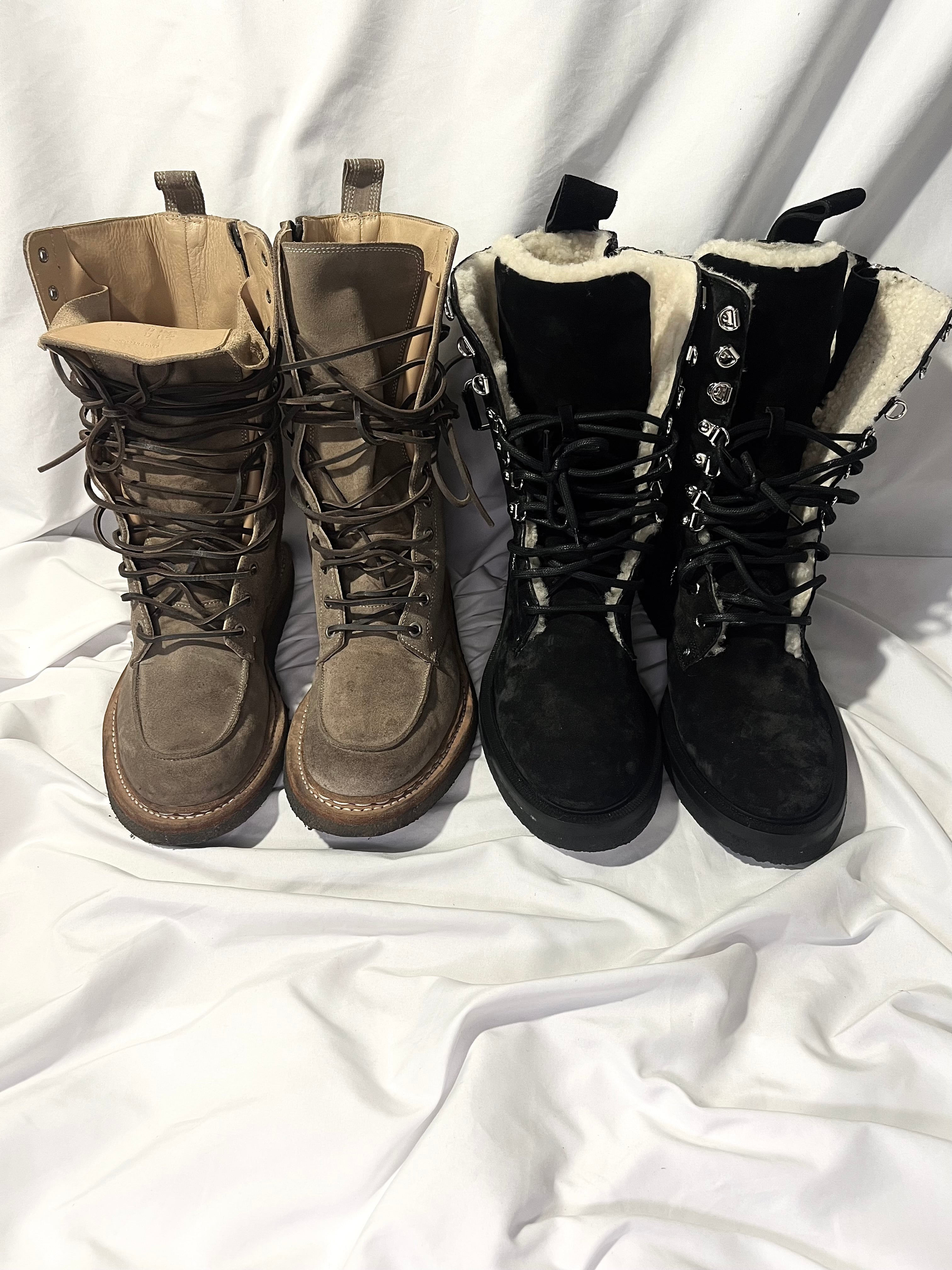 BALMAIN BLACK SUEDE SHEARLING LINED RANGER BOOTS IN 43
