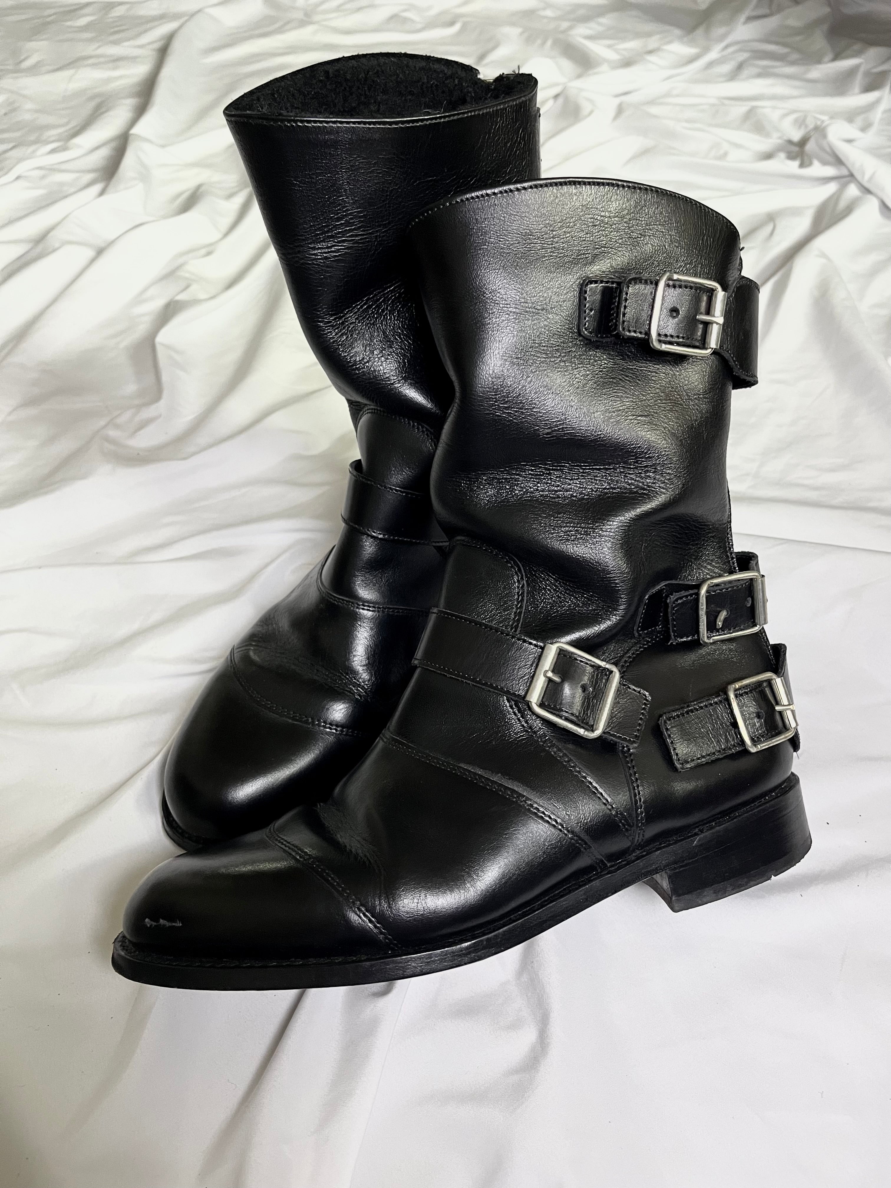 BALMAIN FW12 ENGINEER BOOTS IN BLACK LEATHER BY CHRISTOPHE DECARNIN