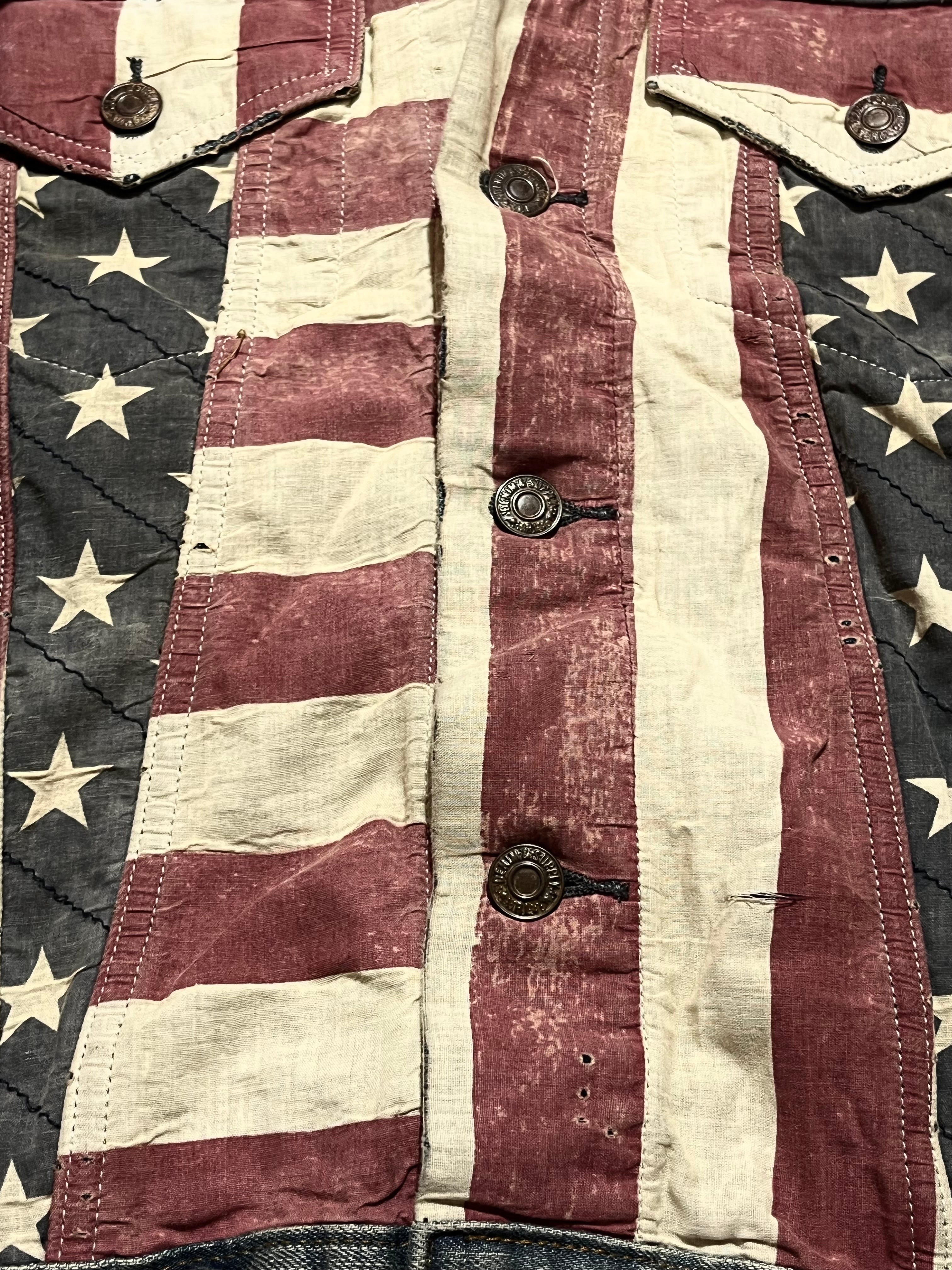 RALPH LAUREN DENIM & SUPPLY US FLAG DENIM TRUCKER JACKETS IN S