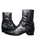 SAINT LAURENT PARIS CROCODILE LEATHER "WYATT" 40MM HARNESS BOOTS