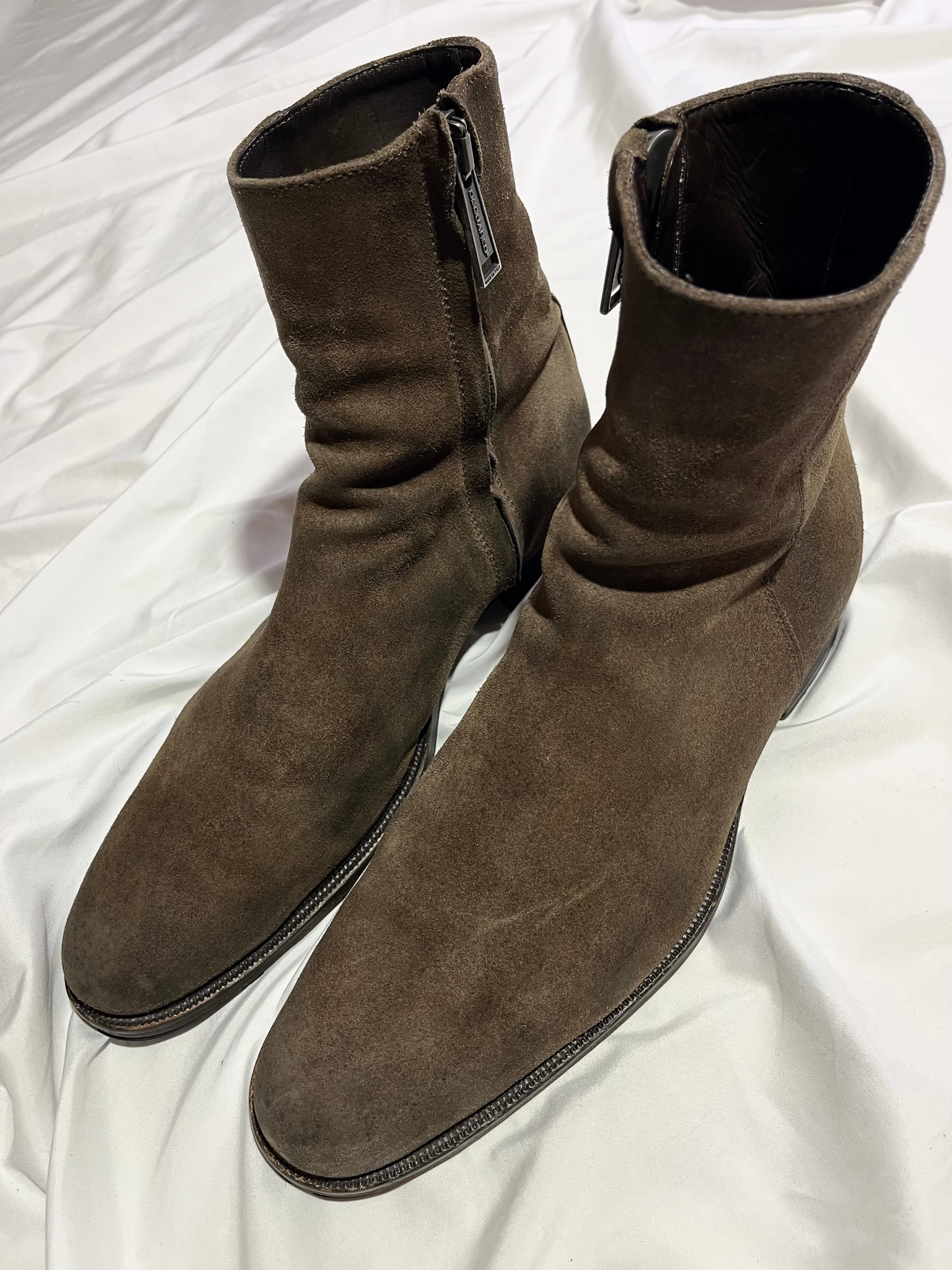 DSQUARED2 RUNWAY COGNAC SUEDE CHELSEA BOOTS