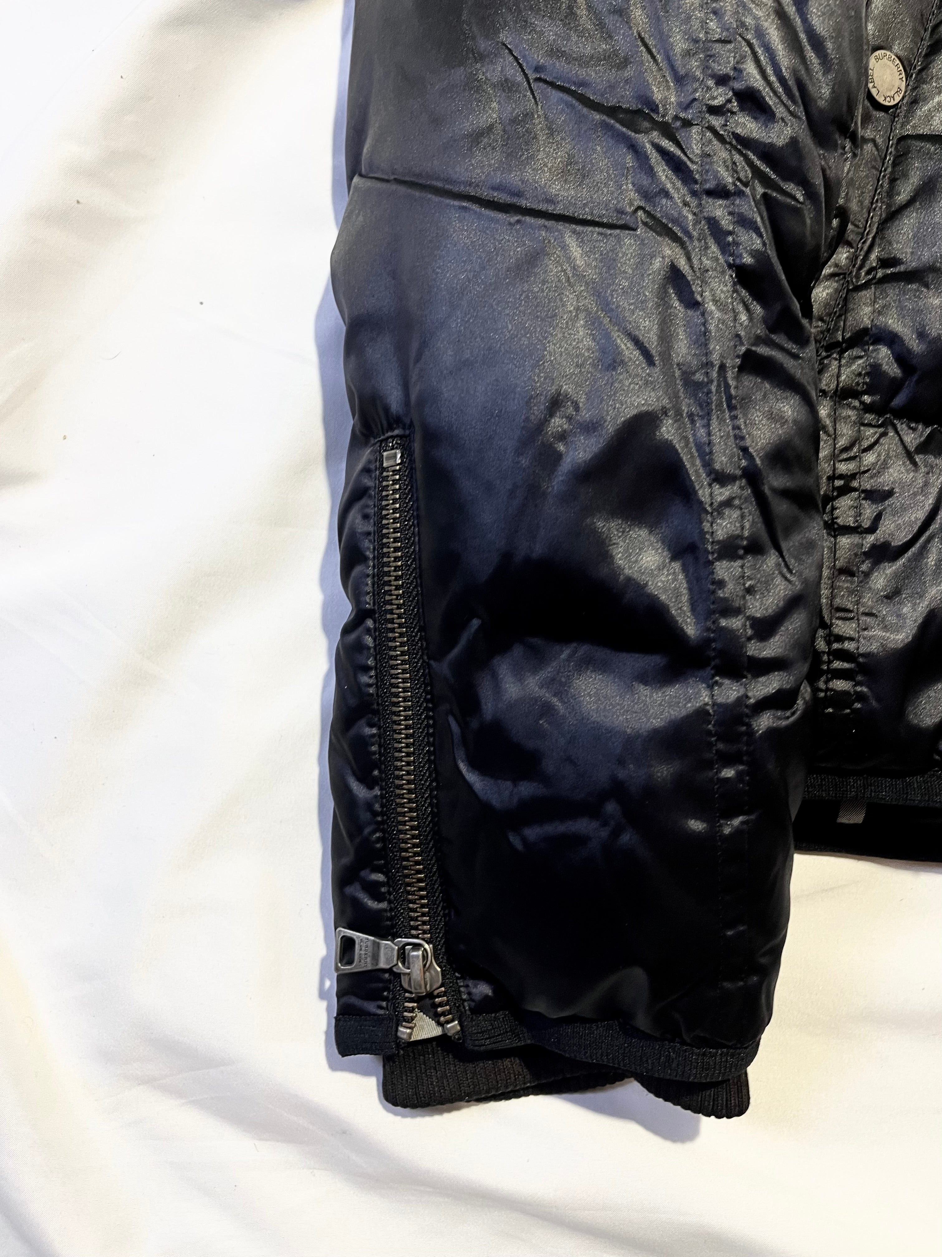 BURBERRY BLACK LABEL BLACK NOVA CHECK HOODED DOWN JACKET