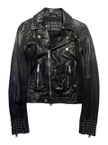 DSQUARED2 STUDDED PERFECTO BIKER LEATHER JACKET IN SIZE 40