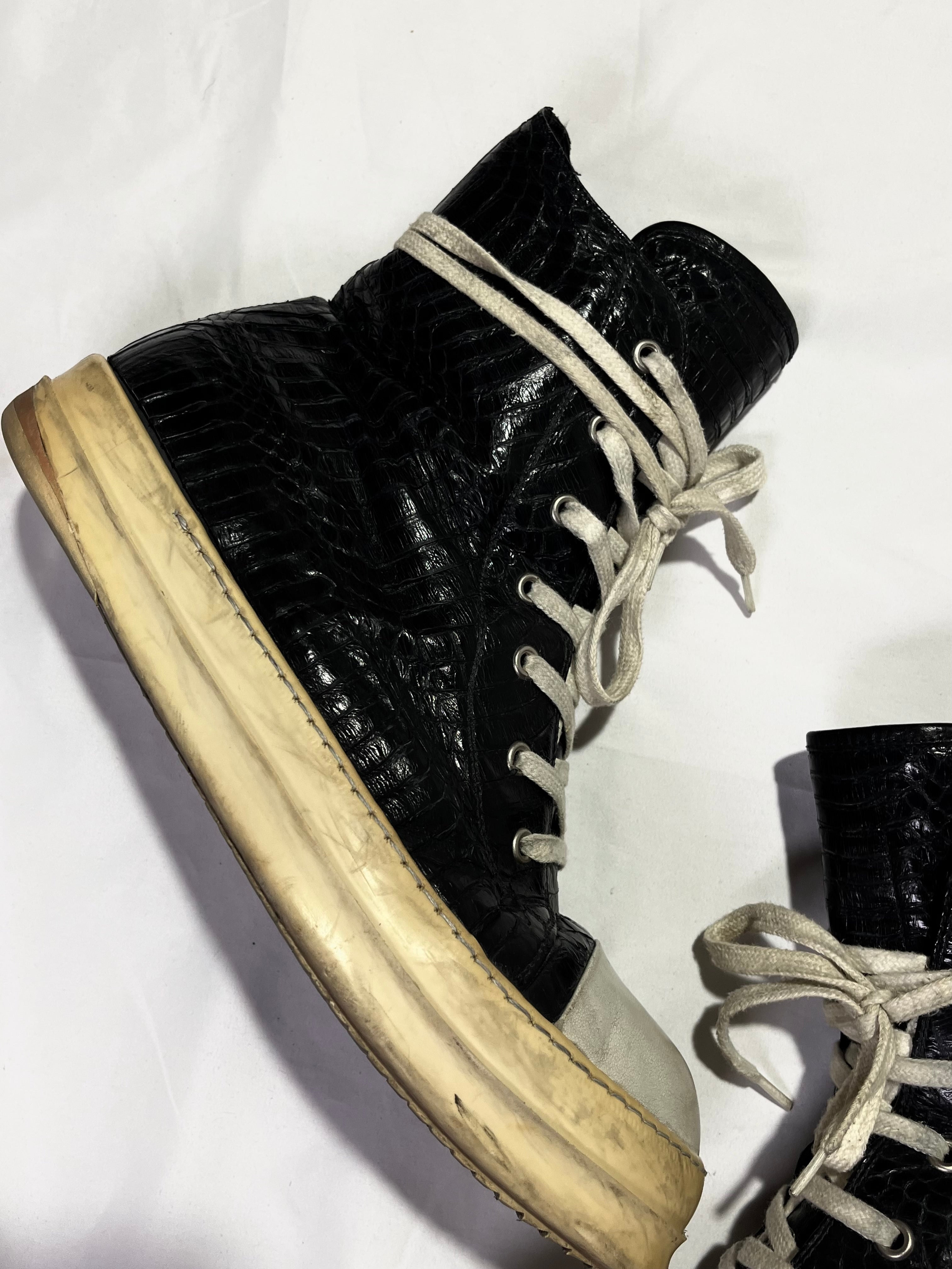 RICK OWENS 2012 PYTHON SKIN RAMONES IN BLACK/MILK