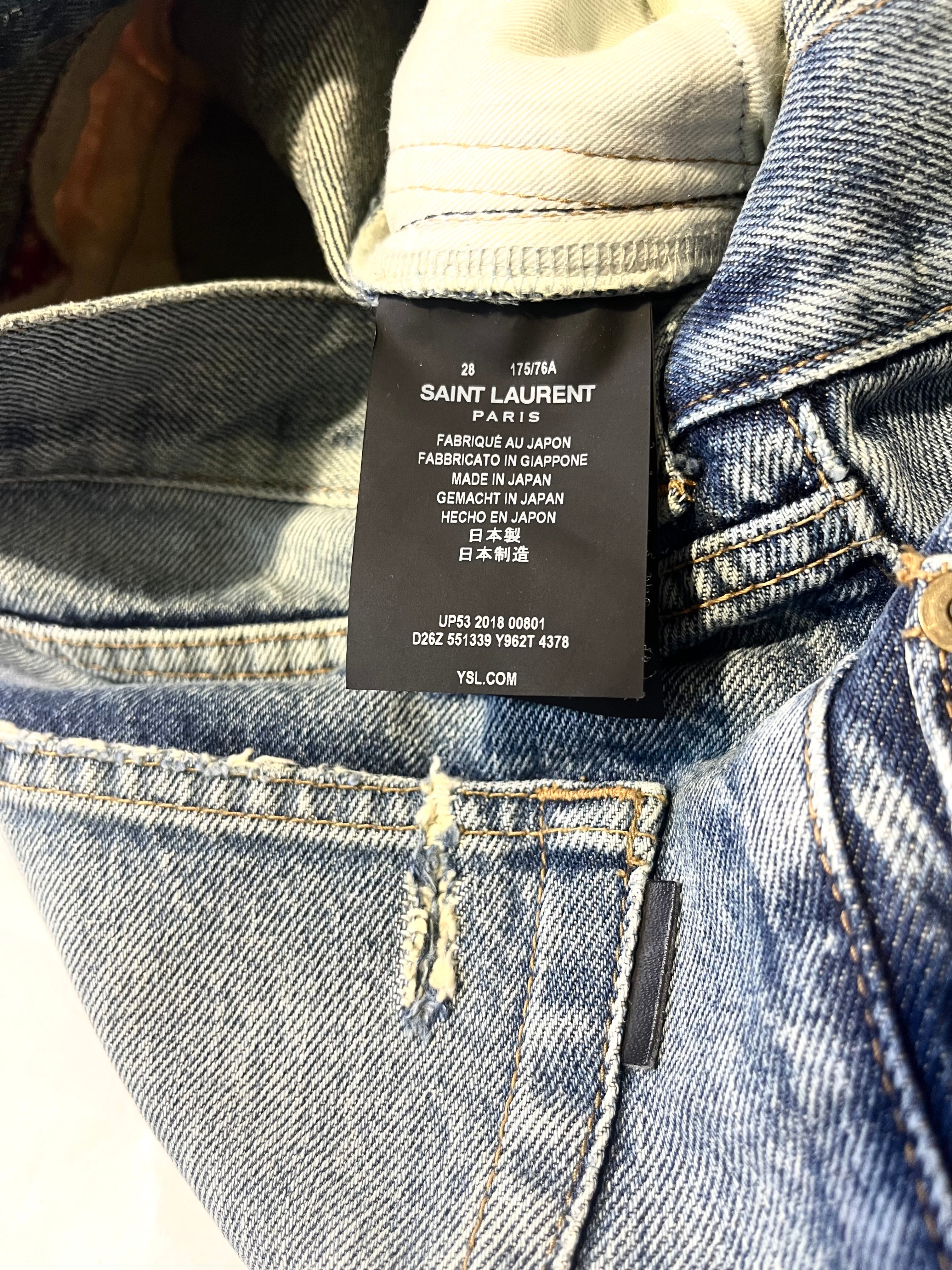 SAINT LAURENT FW19 D18 PAISLEY BANDANA DENIM BY ANTHONY VACCARELLO IN W28